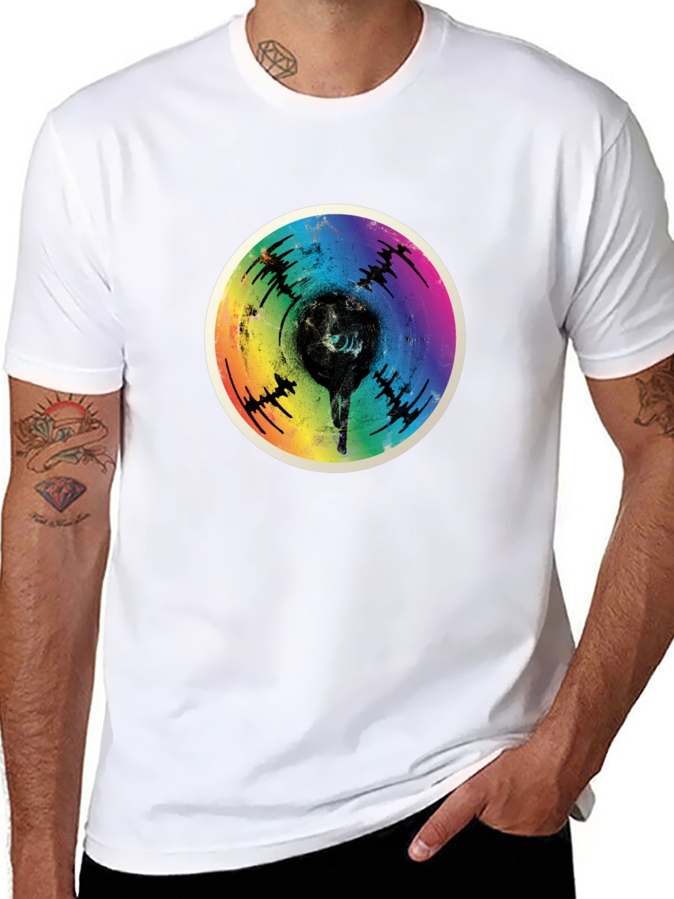 Retro Rainbow Record Fist T-Shirt