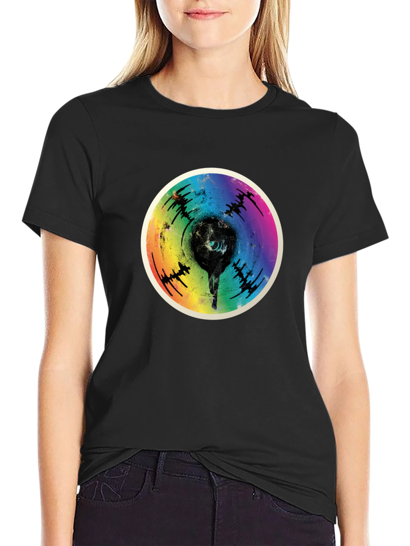 Retro Rainbow Record Fist T-Shirt