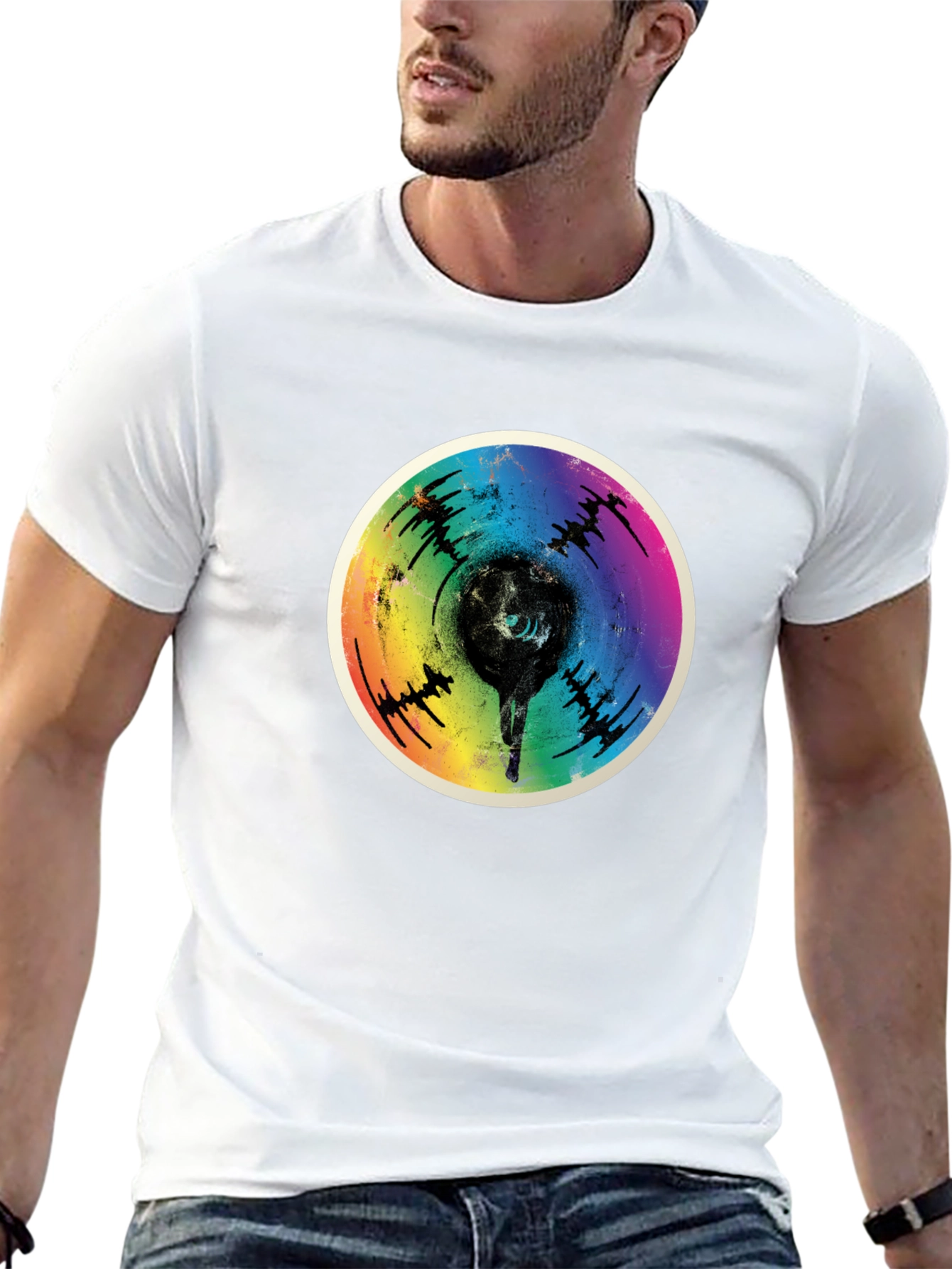 Retro Rainbow Record Fist T-Shirt