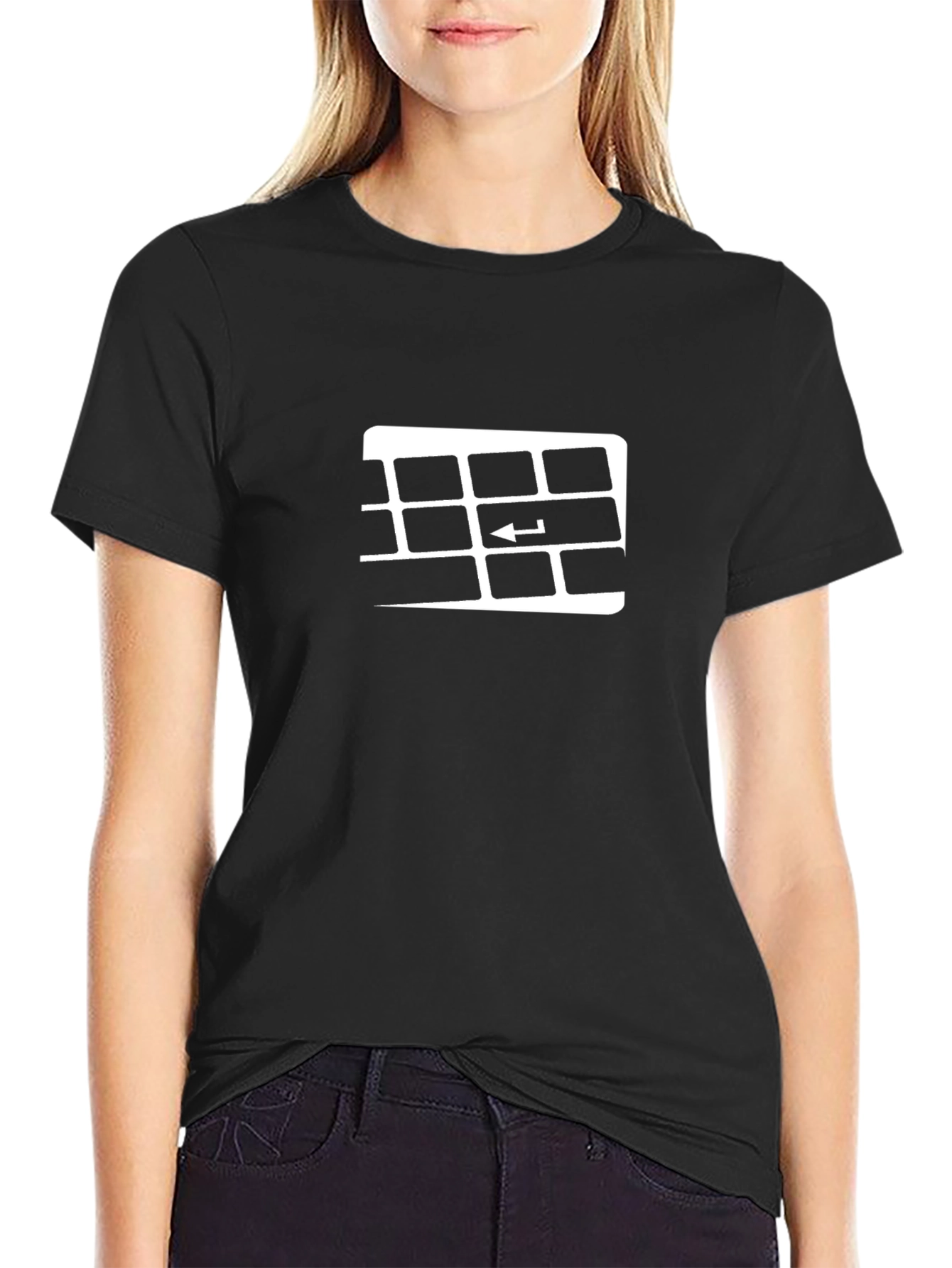 Keyboard Enter Key Graphic Black T-Shirt