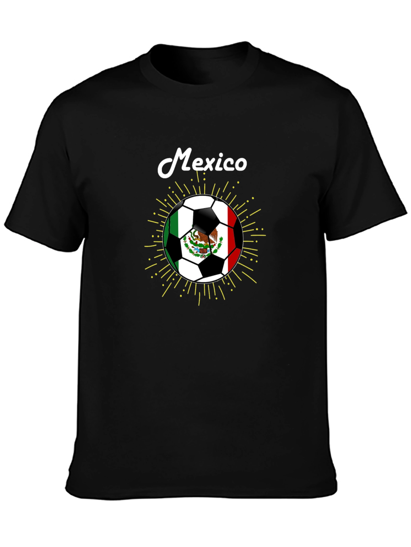 Mexico Soccer Ball Graphic T-Shirt - Black