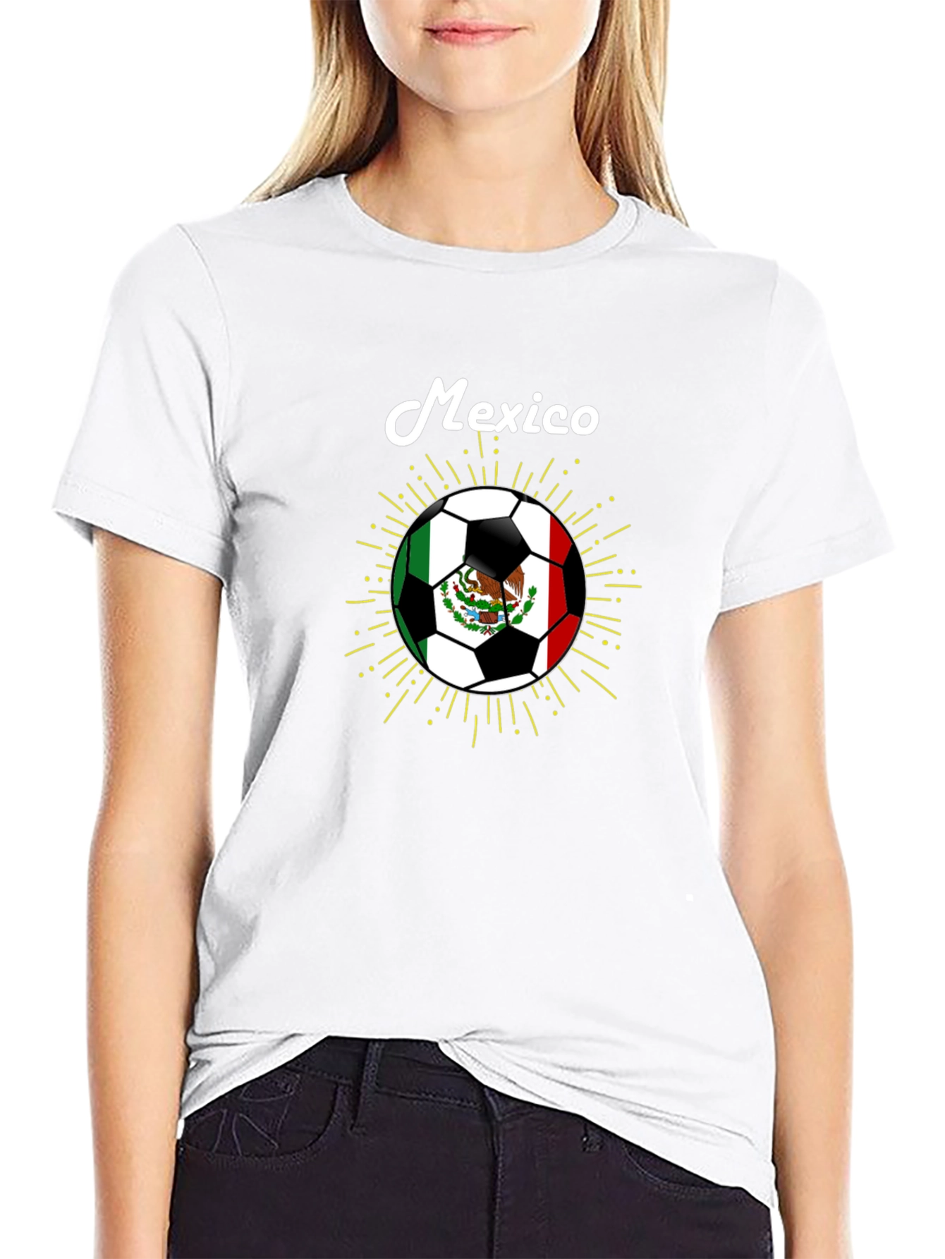 Mexico Soccer Ball Graphic T-Shirt - Black