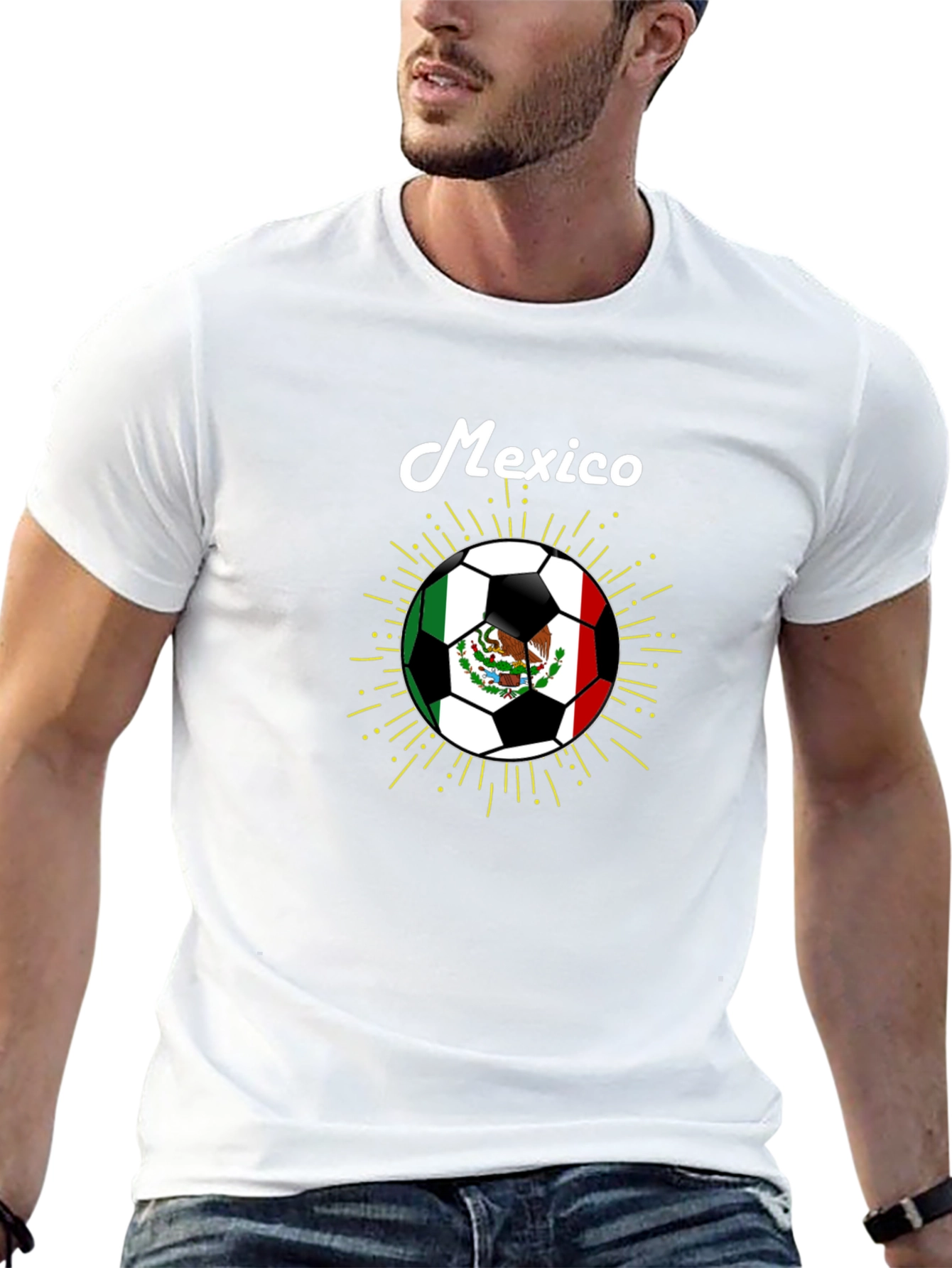 Mexico Soccer Ball Graphic T-Shirt - Black