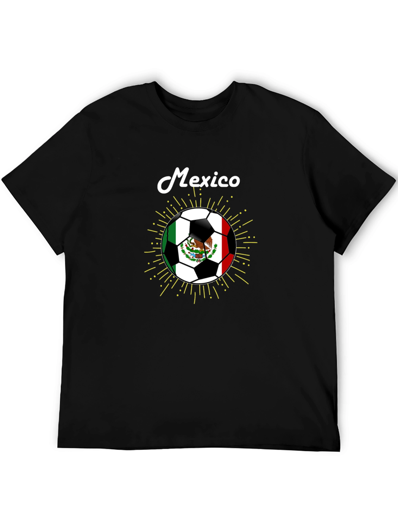Mexico Soccer Ball Graphic T-Shirt - Black