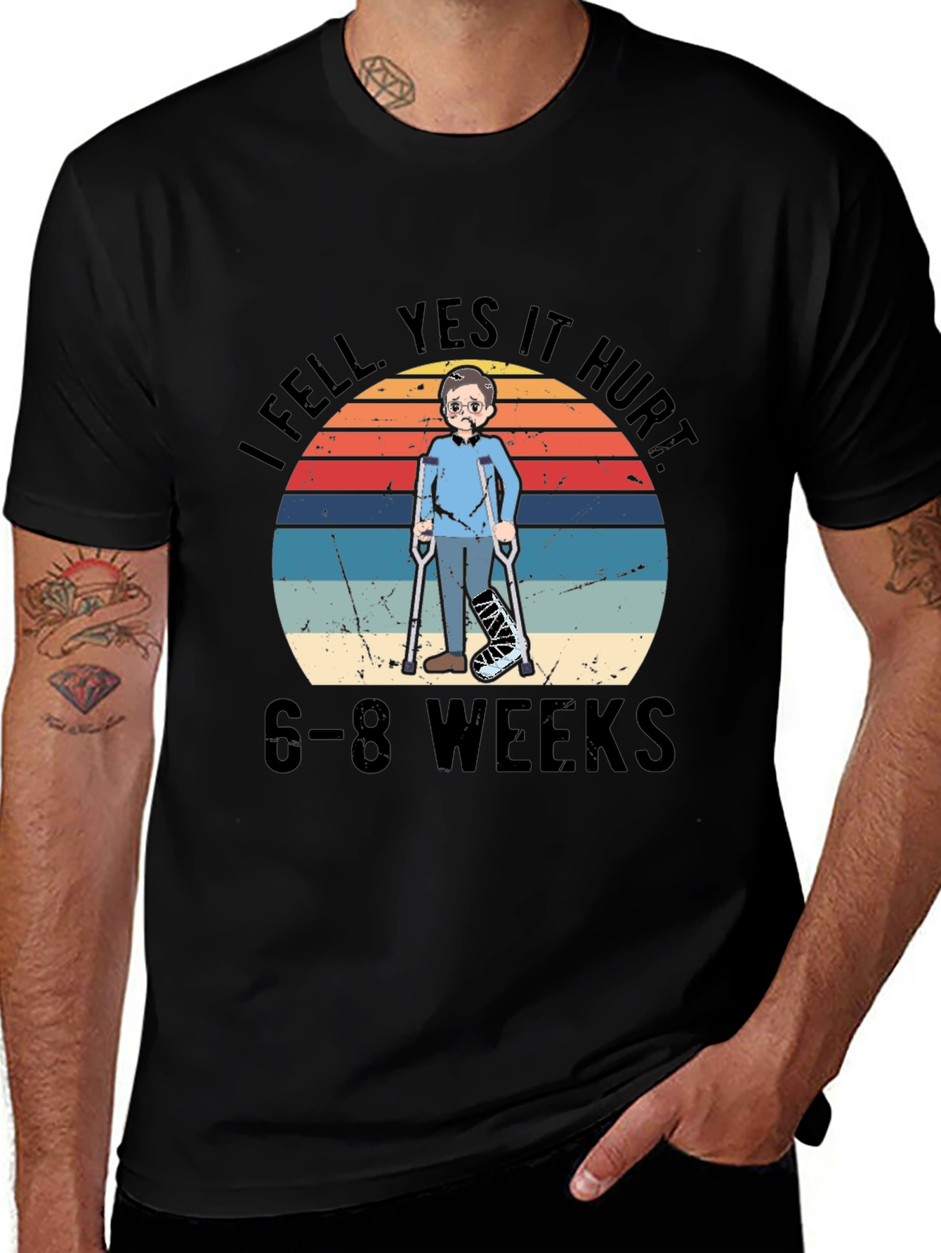 I Fell Yes It Hurt T-Shirt Broken Leg