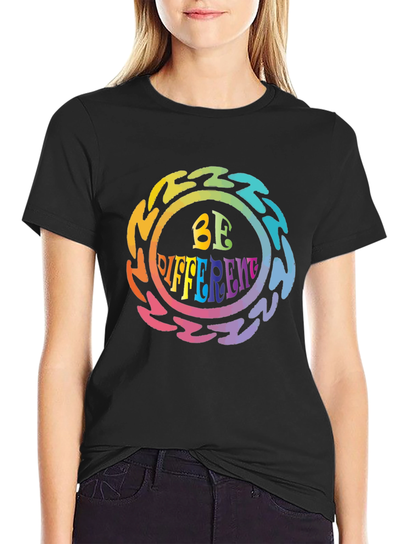 Be Different Psychedelic Graphic Tee - Black Unisex T-Shirt