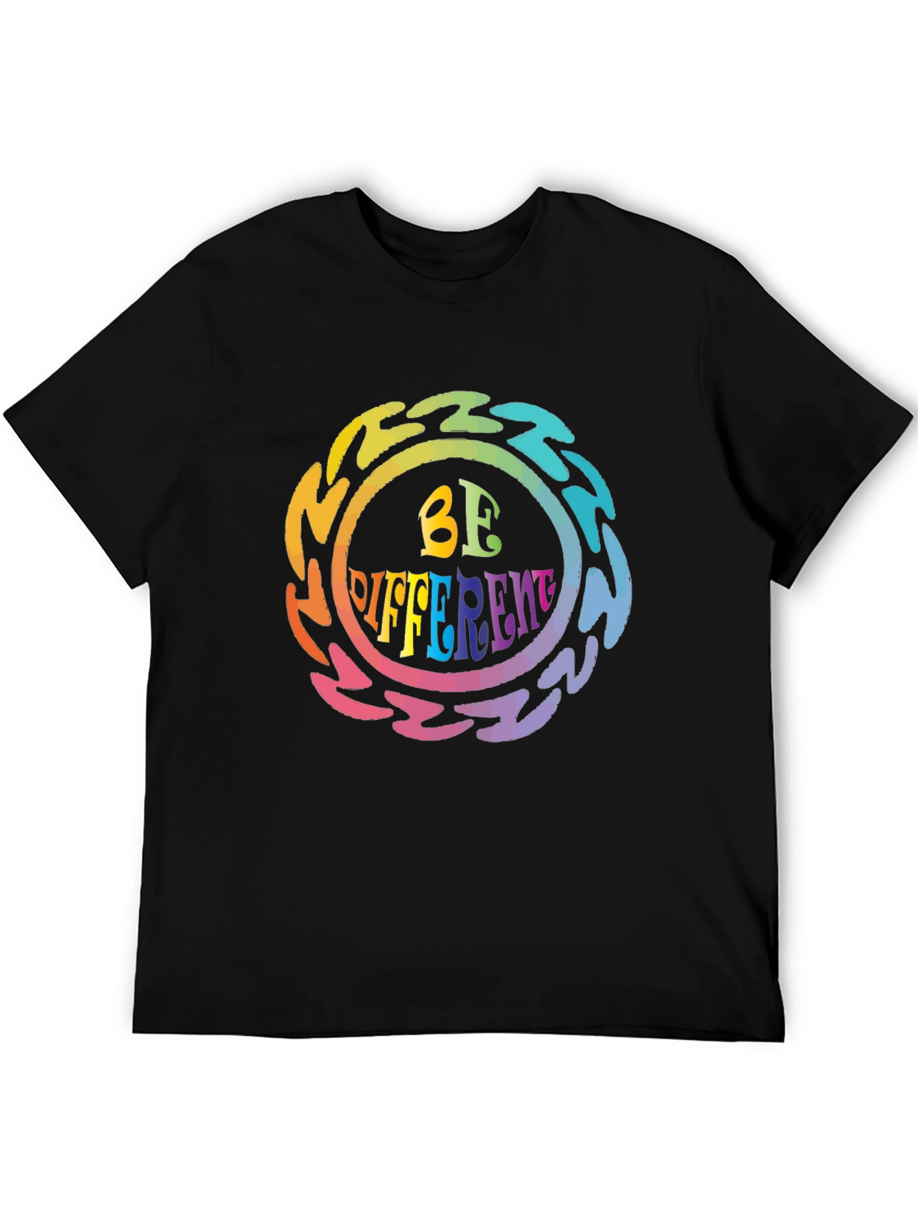 Be Different Psychedelic Graphic Tee - Black Unisex T-Shirt