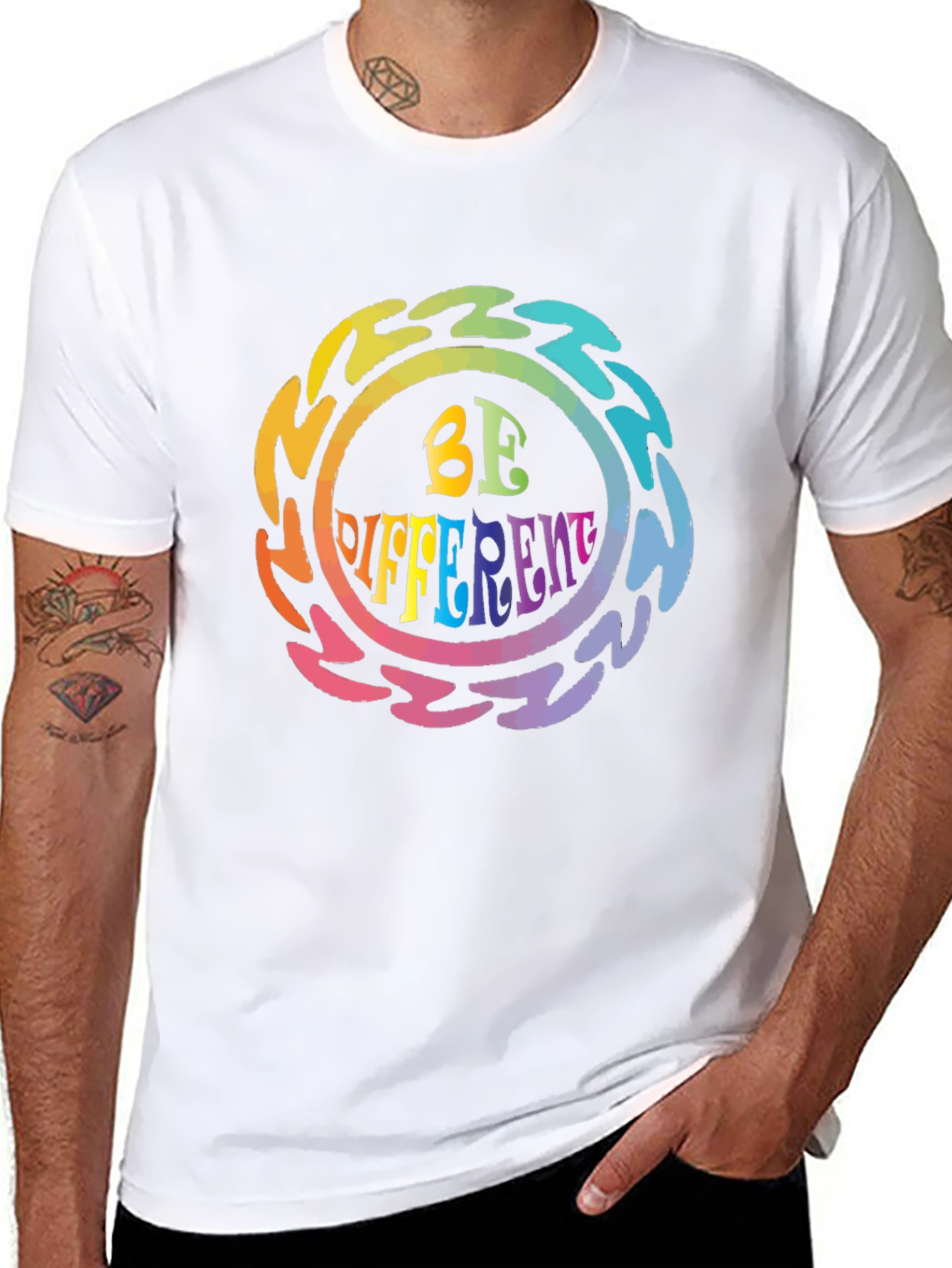 Be Different Psychedelic Graphic Tee - Black Unisex T-Shirt