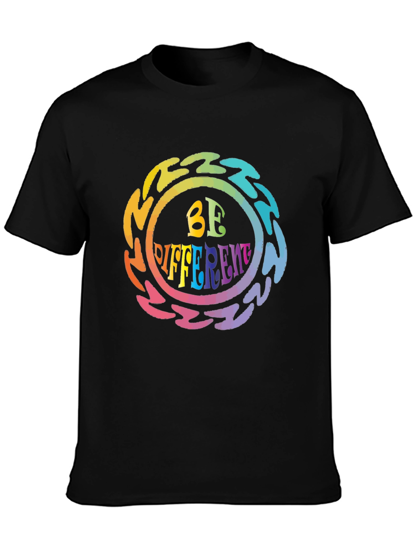 Be Different Psychedelic Graphic Tee - Black Unisex T-Shirt