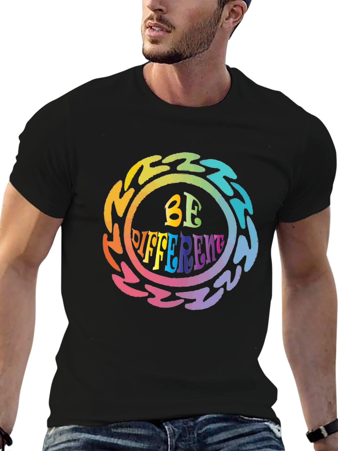 Be Different Psychedelic Graphic Tee - Black Unisex T-Shirt