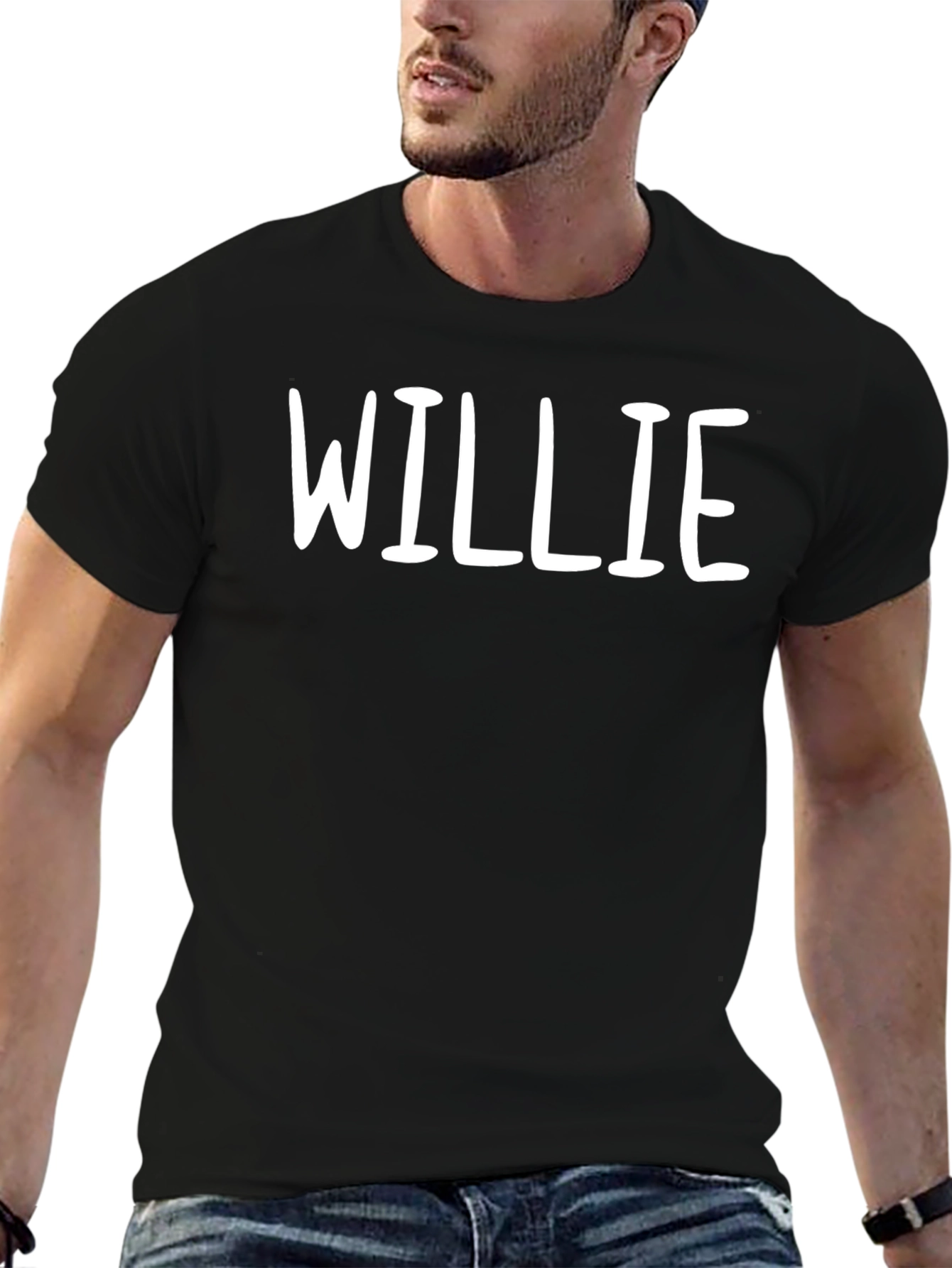 Willie Graphic T-Shirt - Black Crew Neck Tee