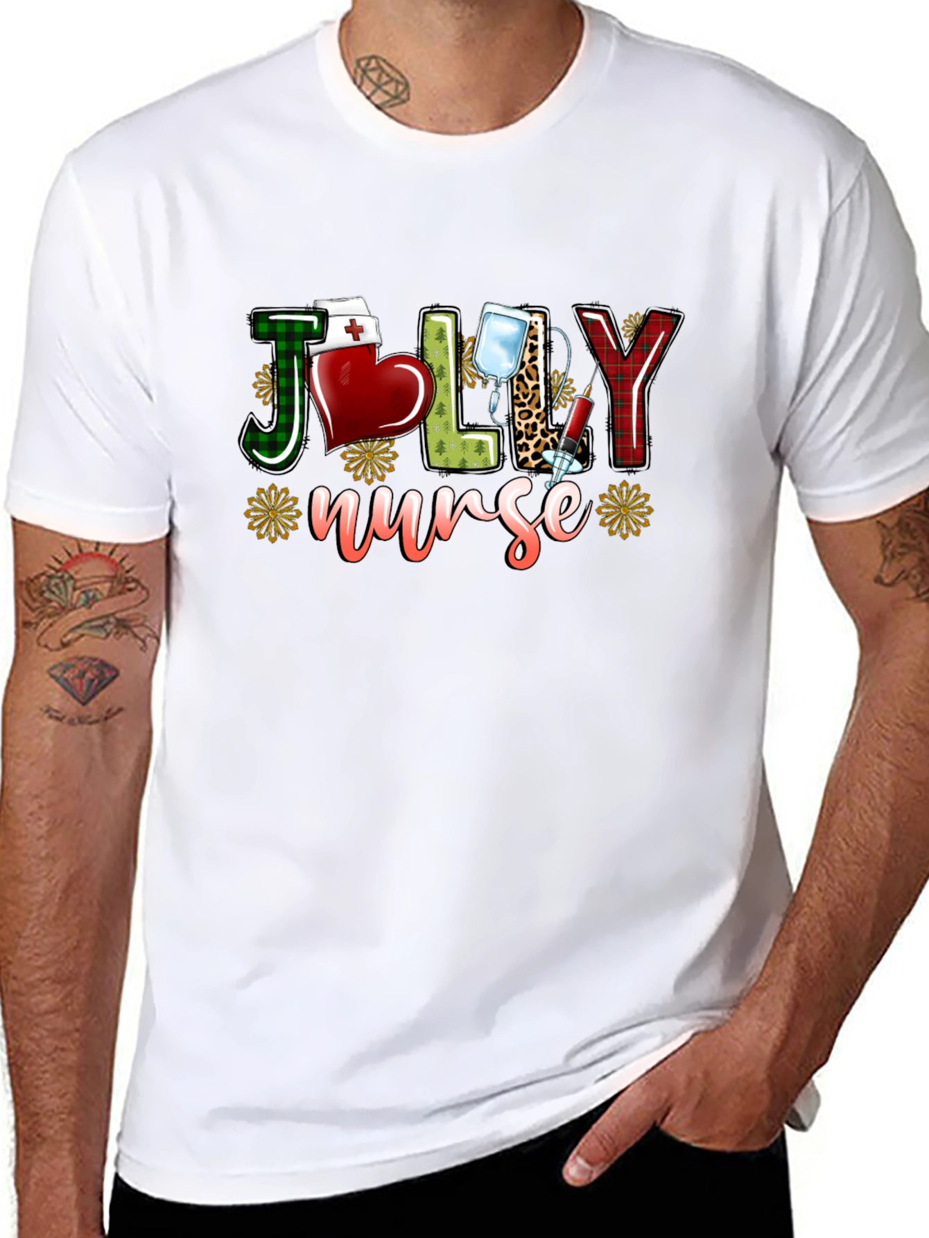 Jolly Nurse T-Shirt - Festive Medical Apparel