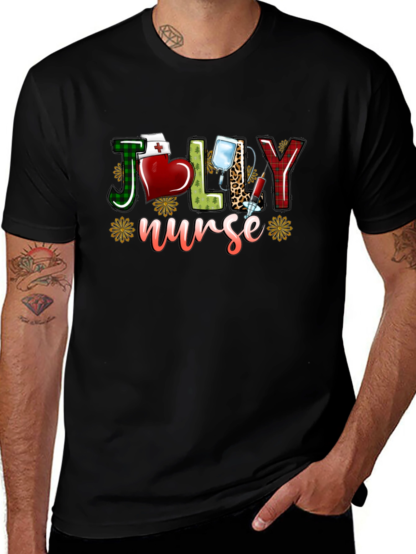Jolly Nurse T-Shirt - Festive Medical Apparel