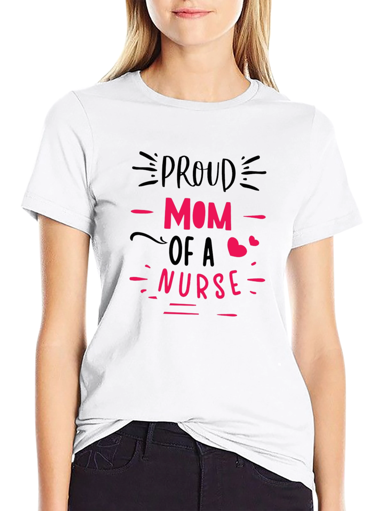 Proud Mom of a Nurse Graphic Tee - Black