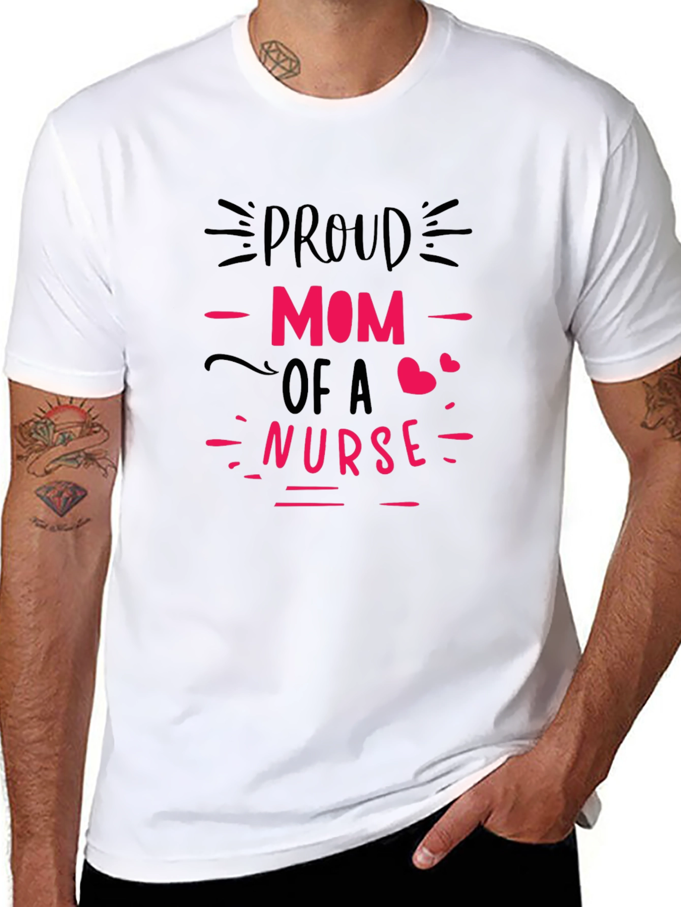Proud Mom of a Nurse Graphic Tee - Black