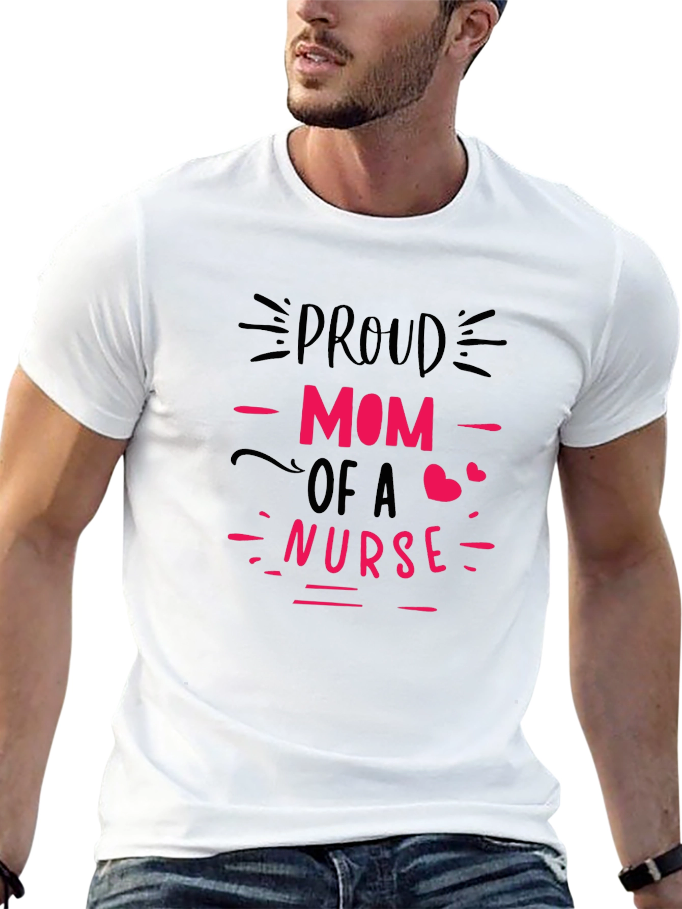 Proud Mom of a Nurse Graphic Tee - Black