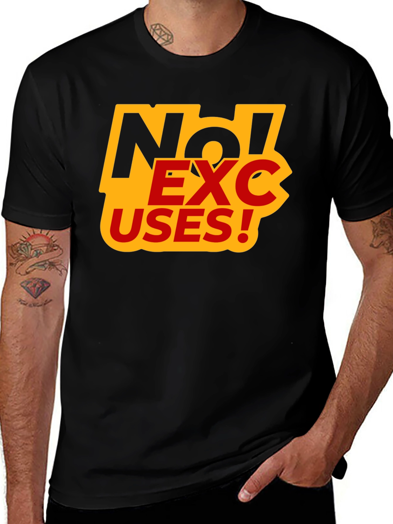 No Excuses Black Graphic Tee