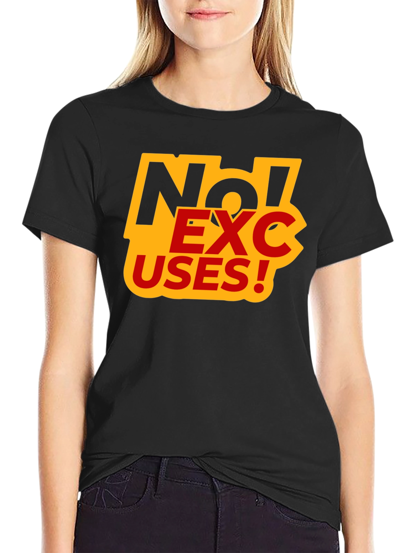 No Excuses Black Graphic Tee