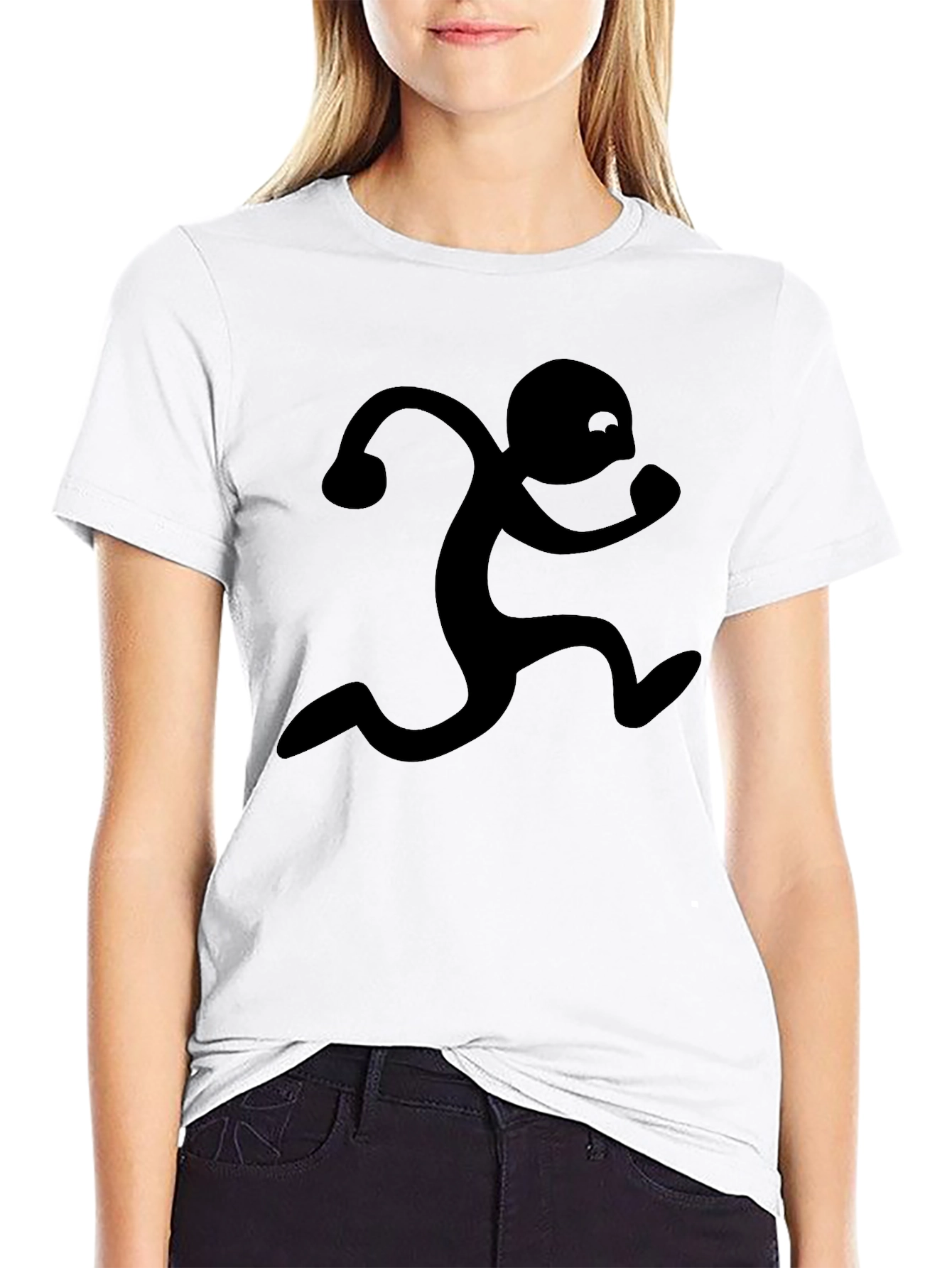 Running Man Graphic Tee - Black Cotton Blend