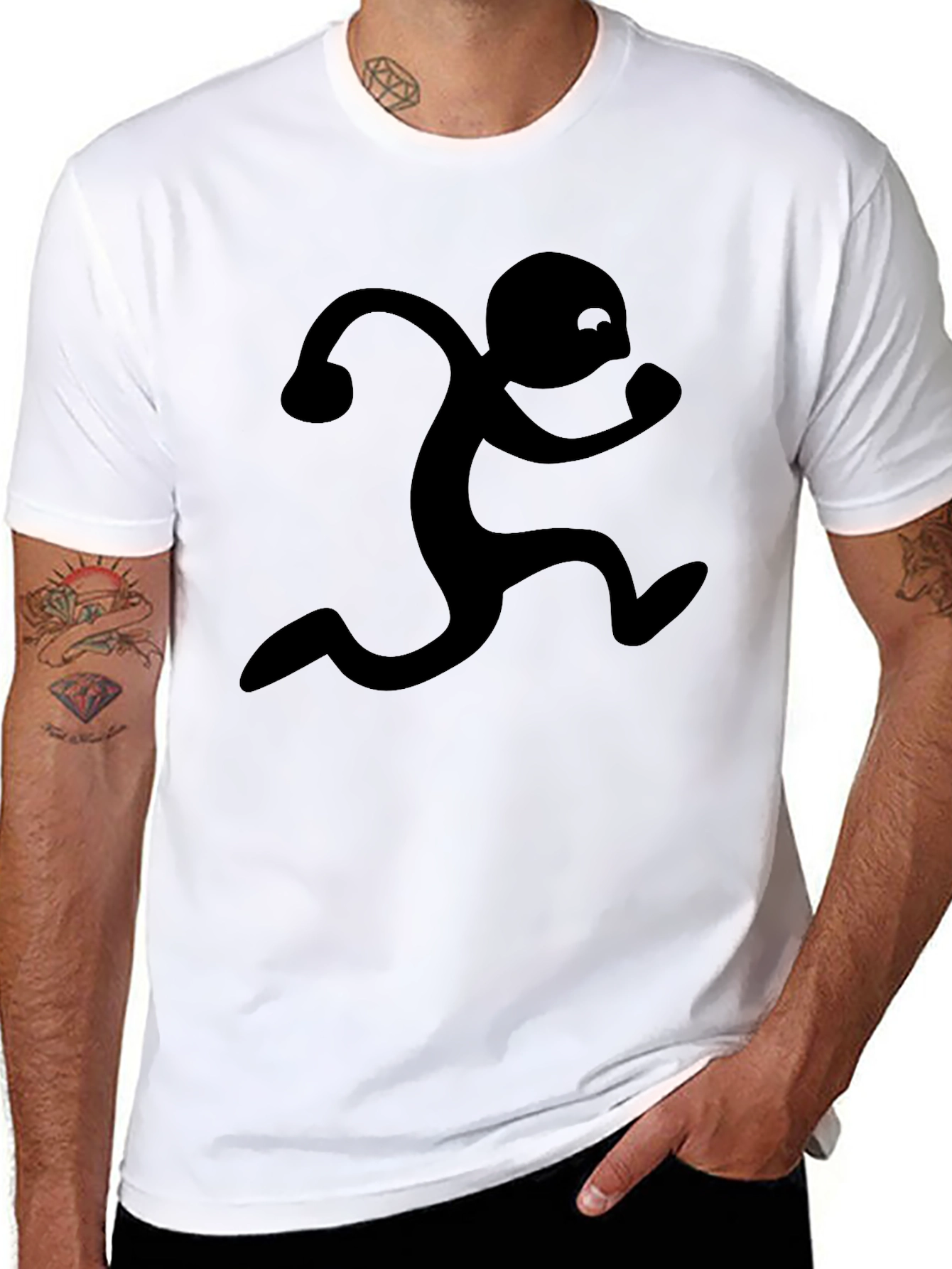 Running Man Graphic Tee - Black Cotton Blend