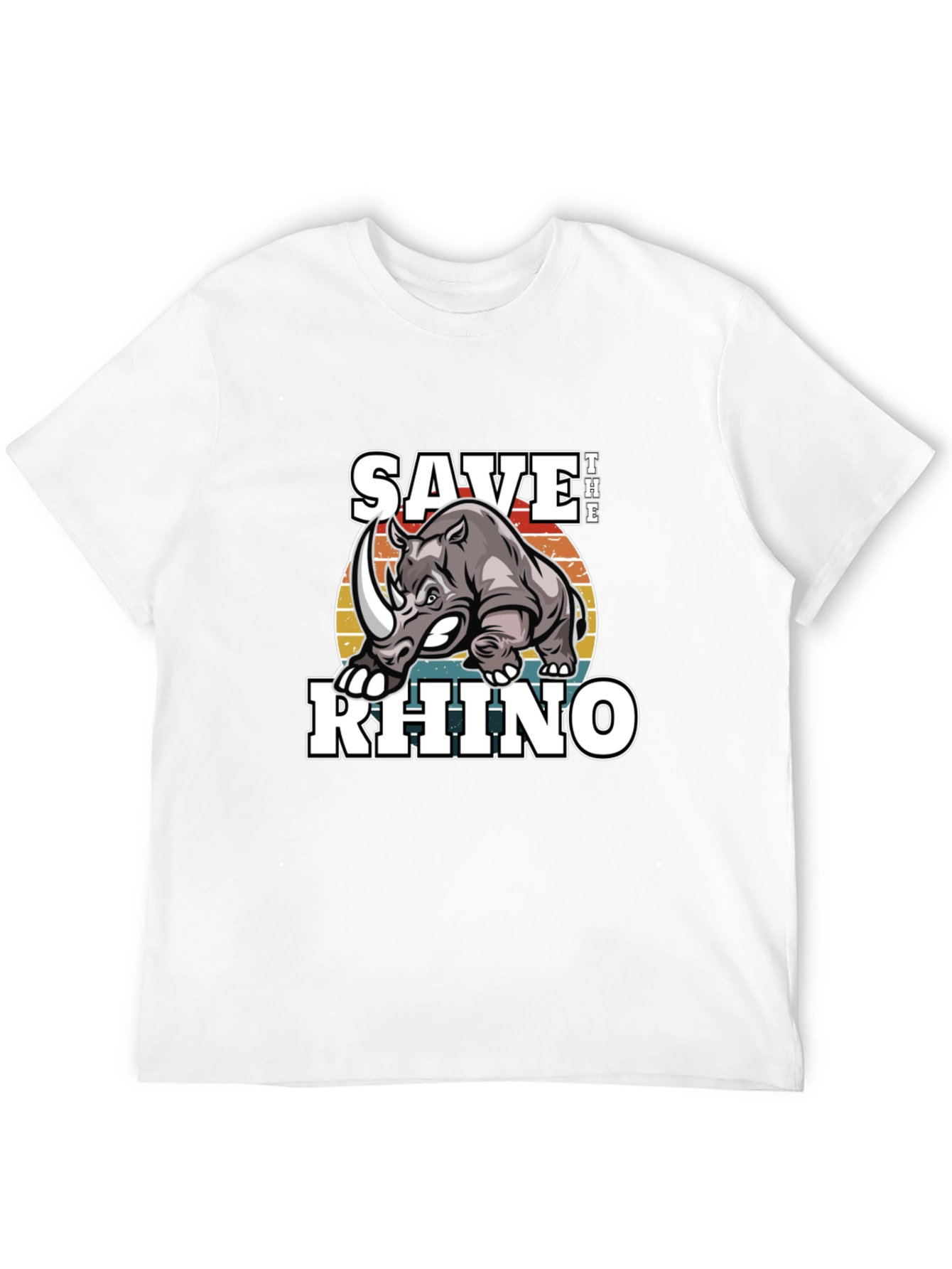 Save The Rhino Graphic Tee - Black Cotton T-Shirt