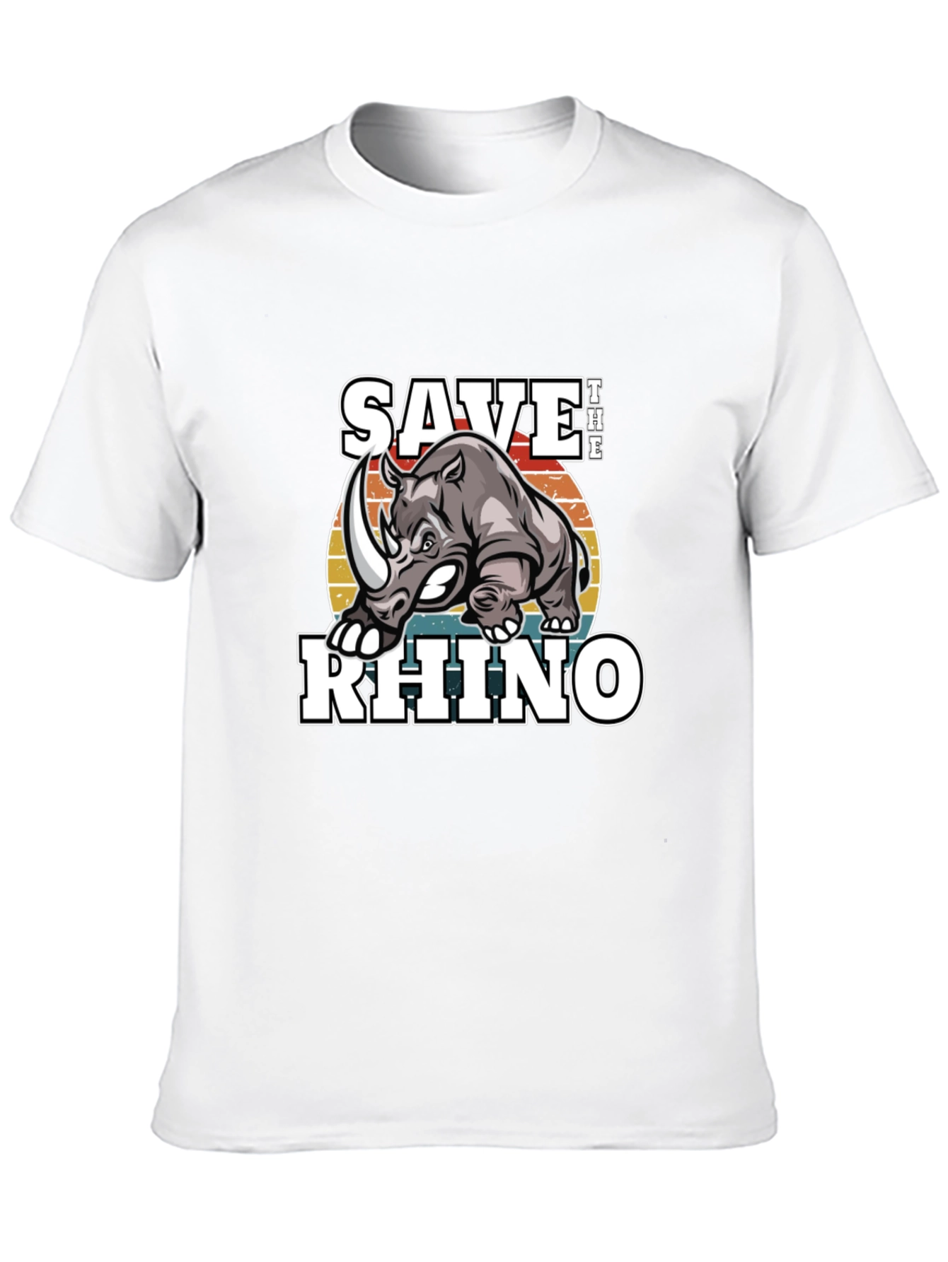 Save The Rhino Graphic Tee - Black Cotton T-Shirt