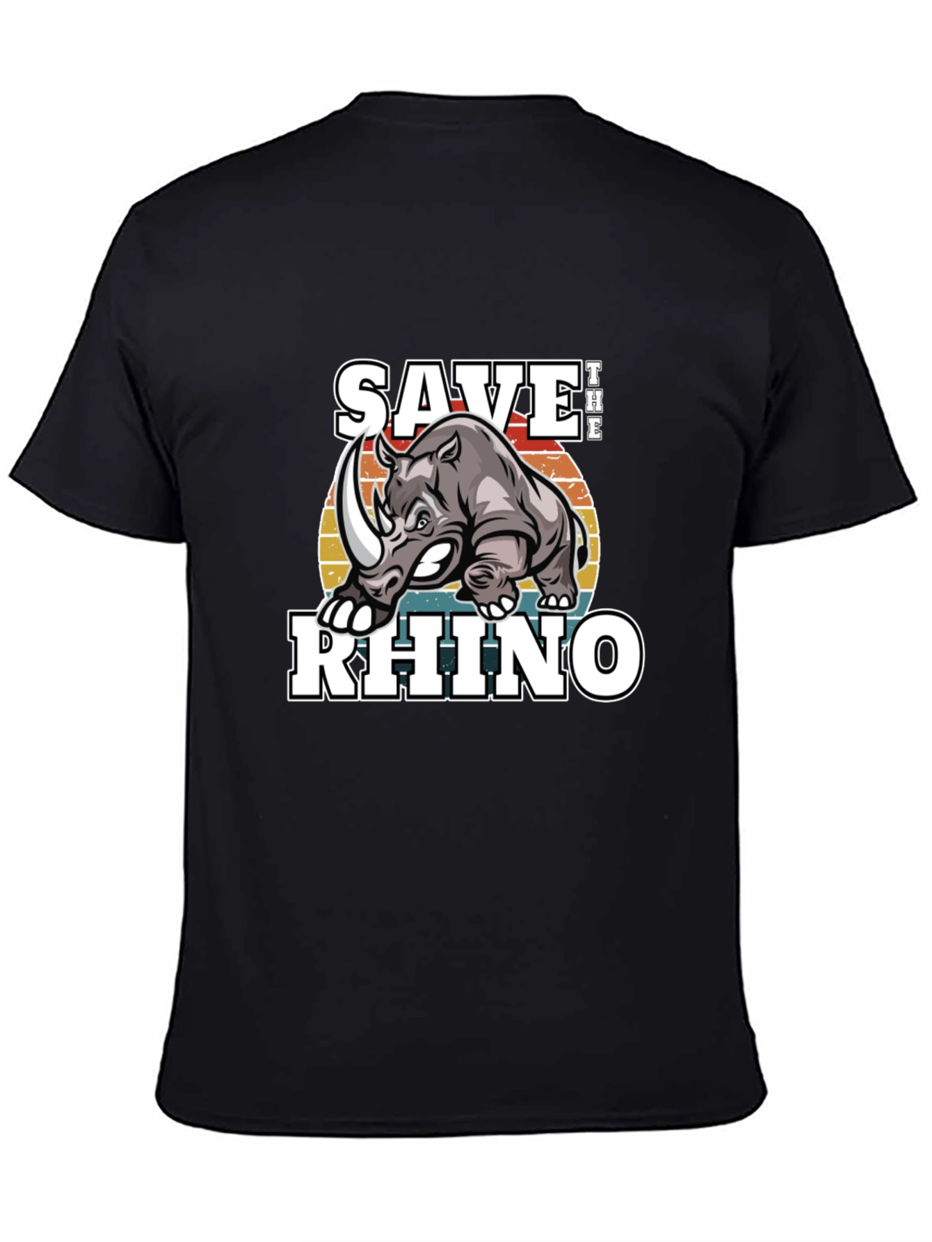 Save The Rhino Graphic Tee - Black Cotton T-Shirt