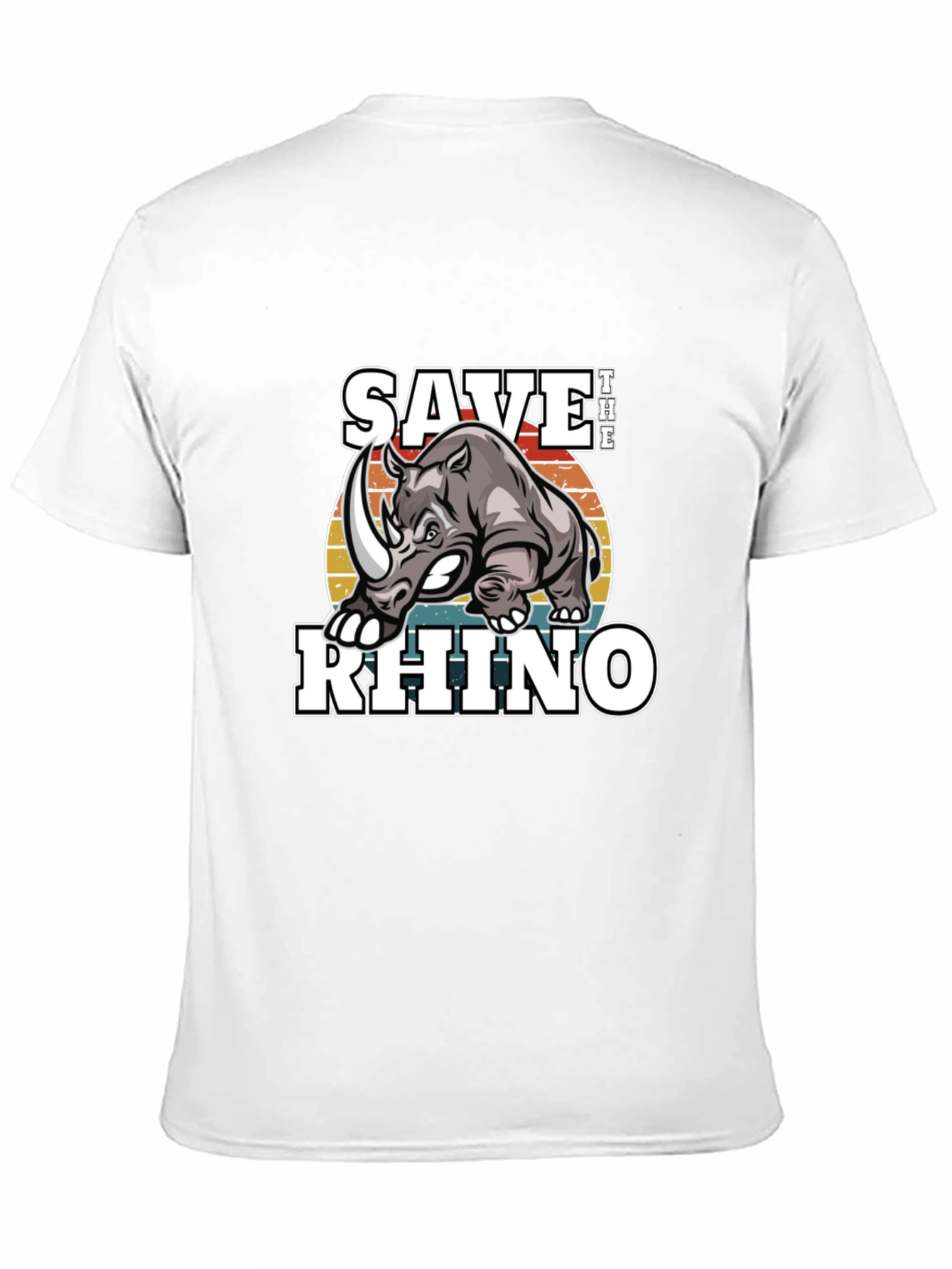 Save The Rhino Graphic Tee - Black Cotton T-Shirt