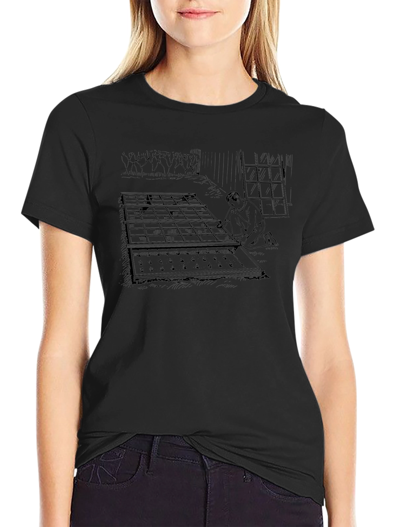 Mens Graphic Print Tee - Gardener Scene