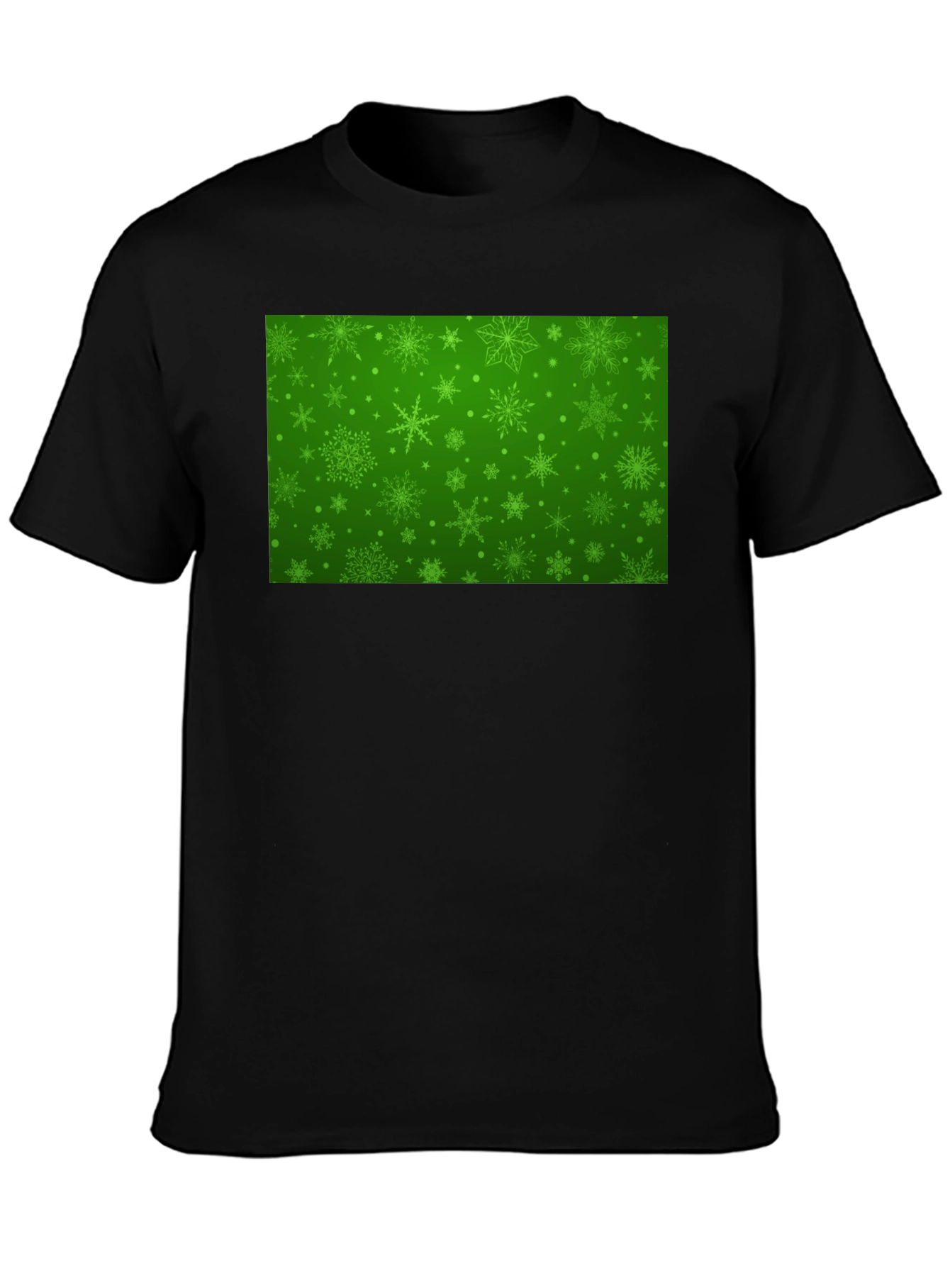 Festive Green Snowflake Pattern T-Shirt
