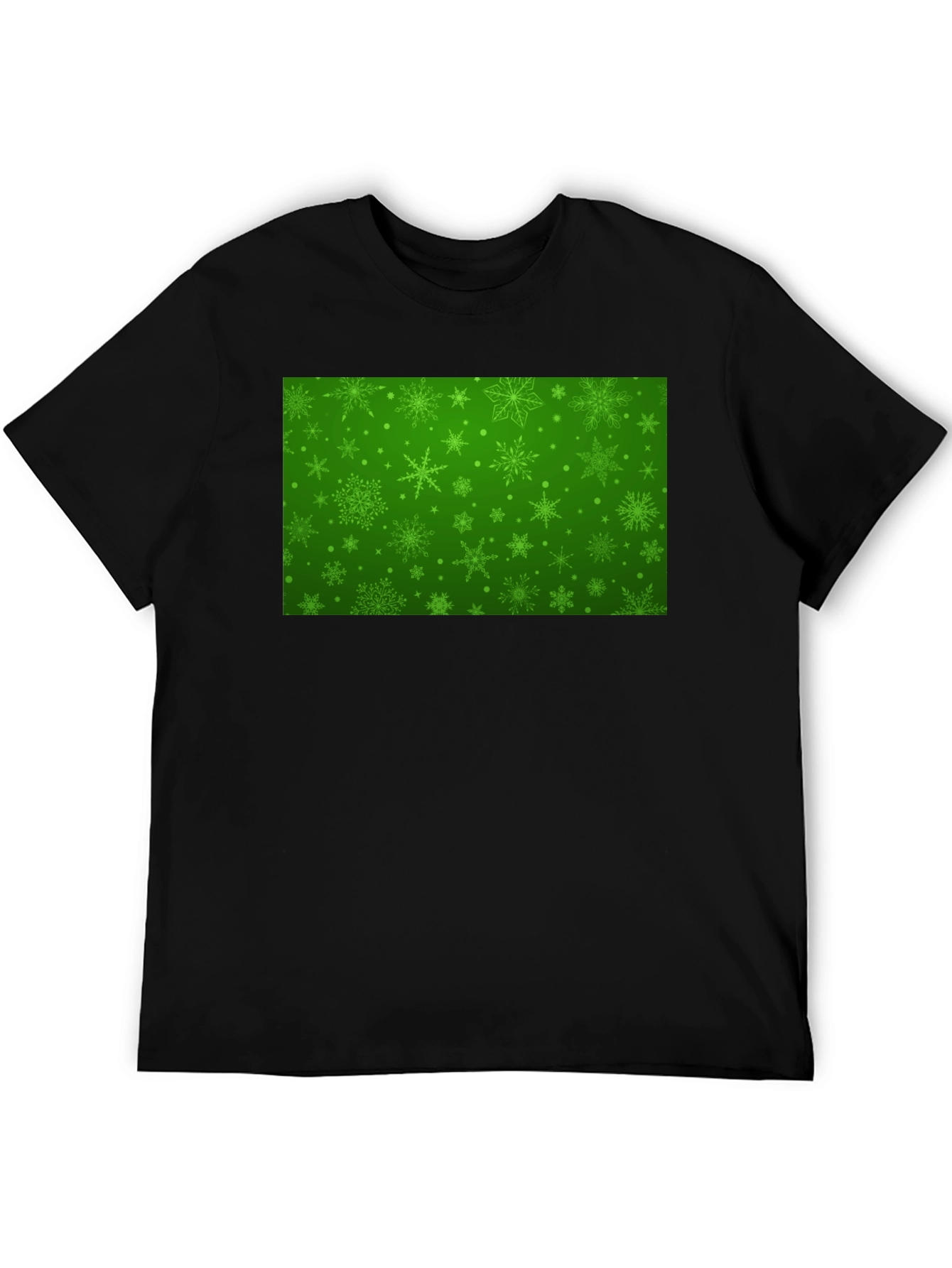 Festive Green Snowflake Pattern T-Shirt
