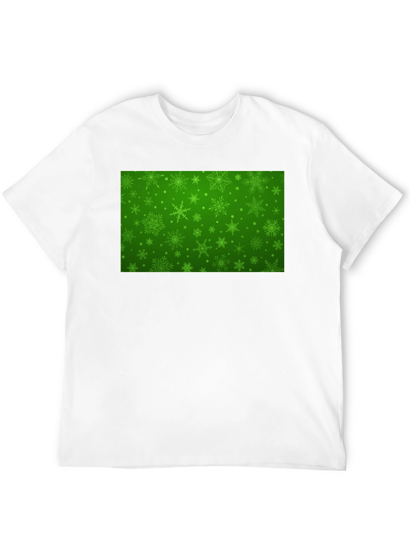 Festive Green Snowflake Pattern T-Shirt