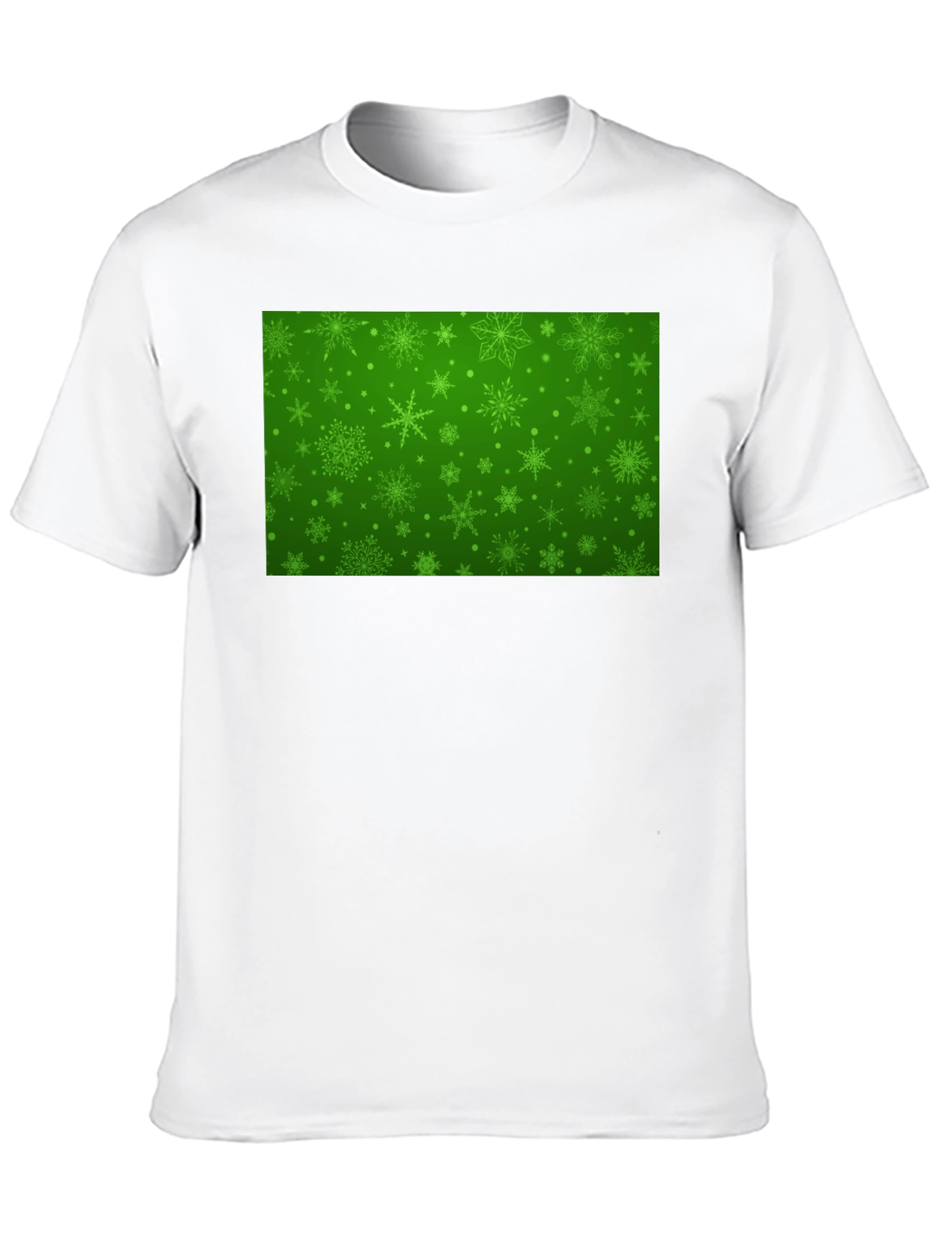Festive Green Snowflake Pattern T-Shirt