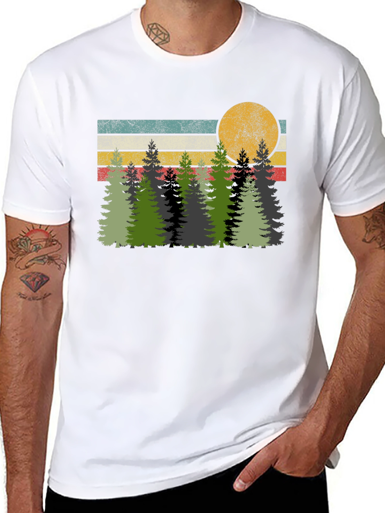 Retro Forest T-Shirt - Nature Inspired Graphic Tee