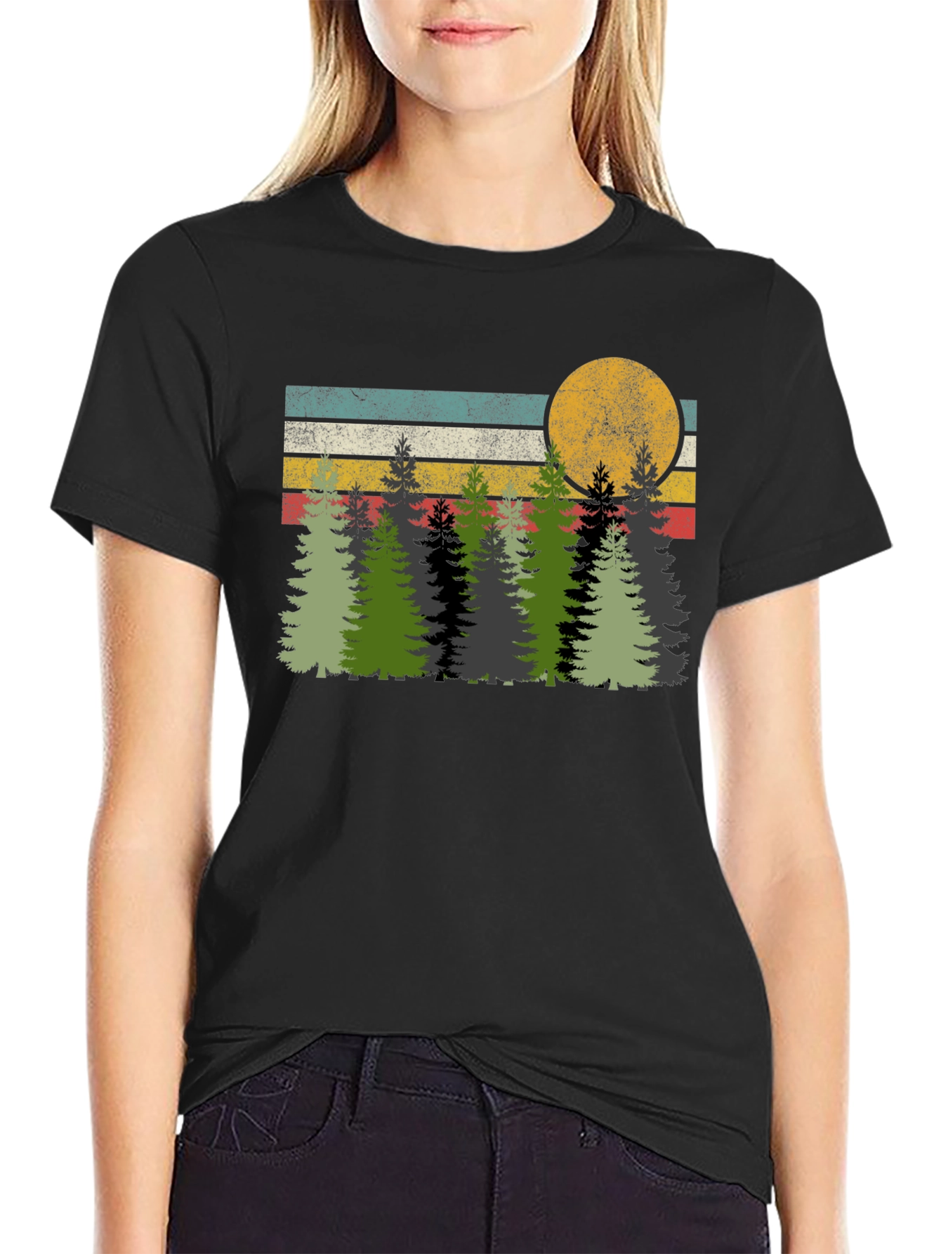 Retro Forest T-Shirt - Nature Inspired Graphic Tee
