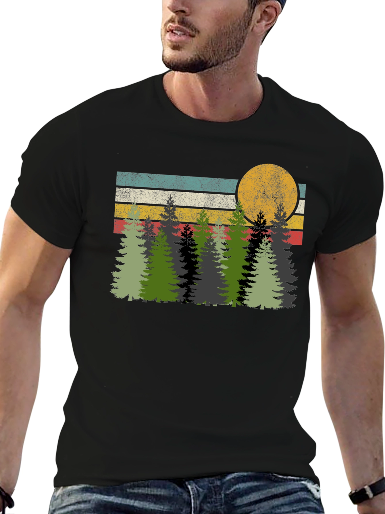 Retro Forest T-Shirt - Nature Inspired Graphic Tee