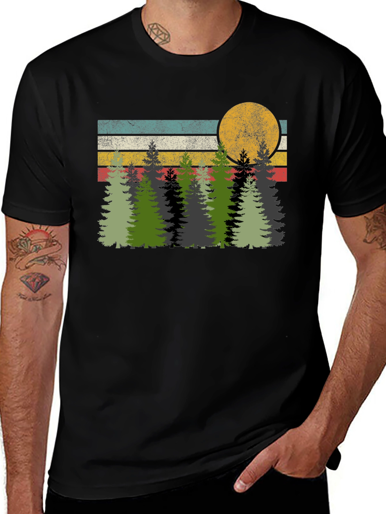 Retro Forest T-Shirt - Nature Inspired Graphic Tee