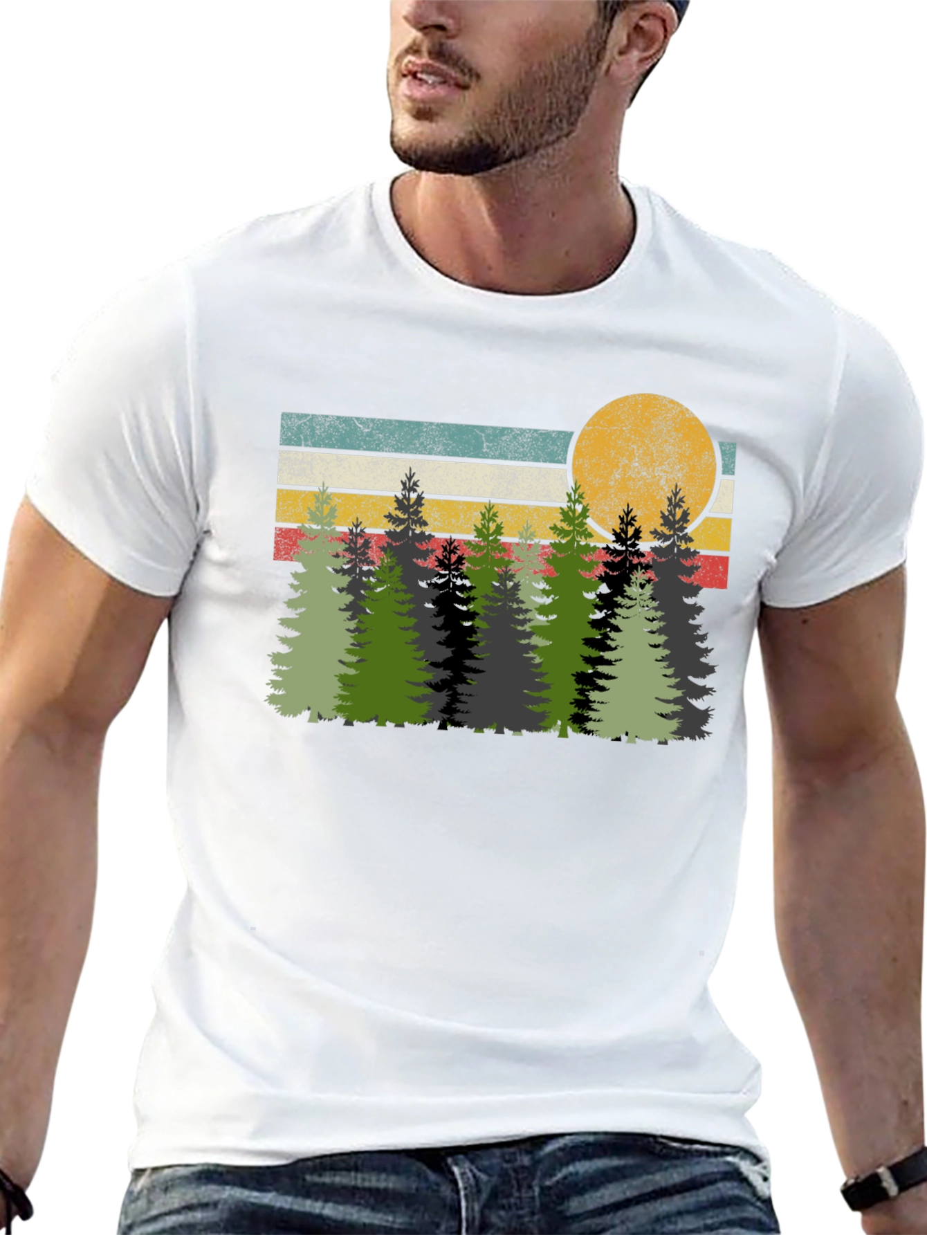 Retro Forest T-Shirt - Nature Inspired Graphic Tee
