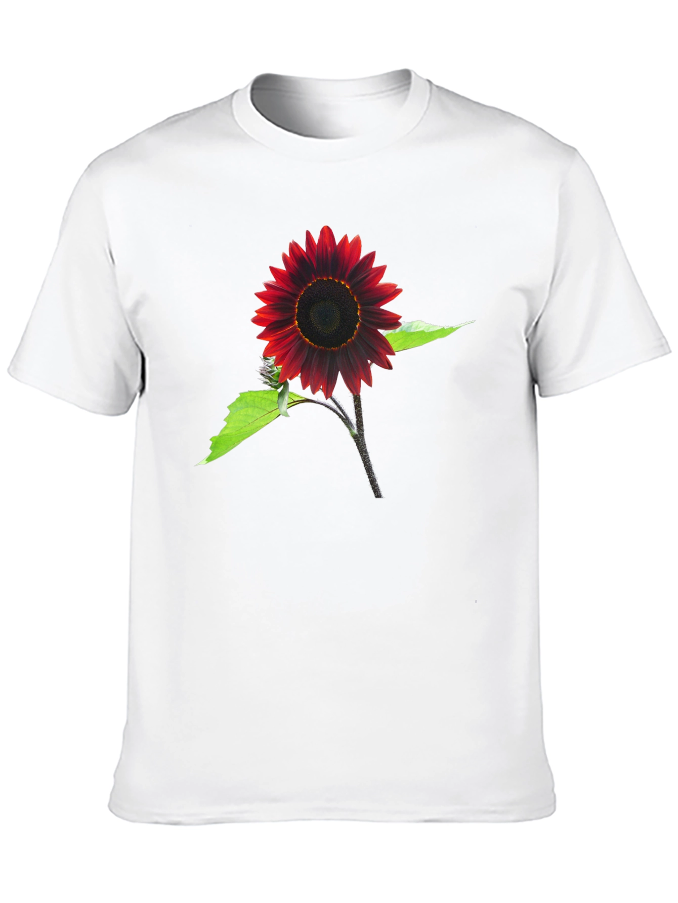 Red Sunflower Graphic Tee - Black Cotton Blend
