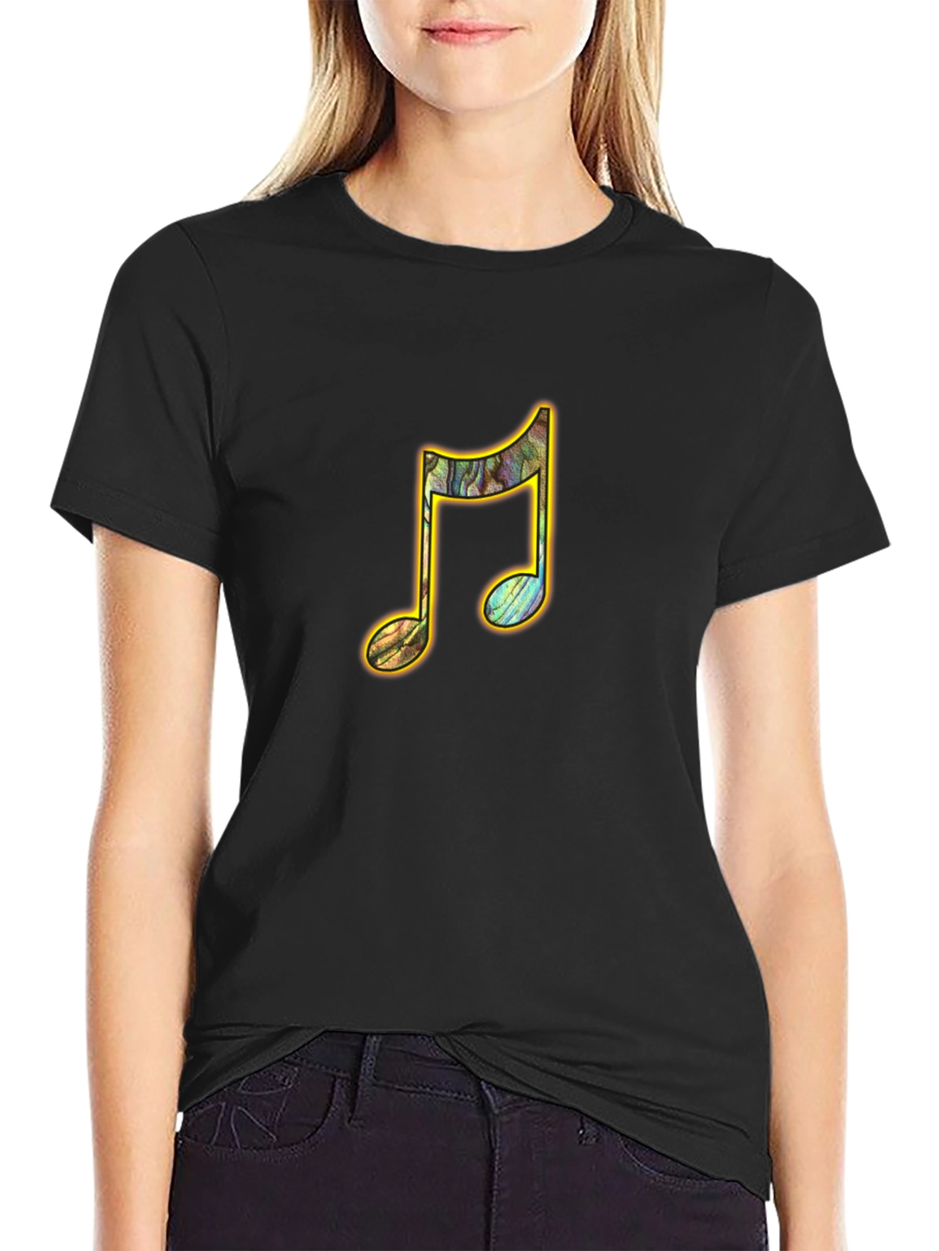 Musical Note Graphic Tee - Stylish Black T-Shirt