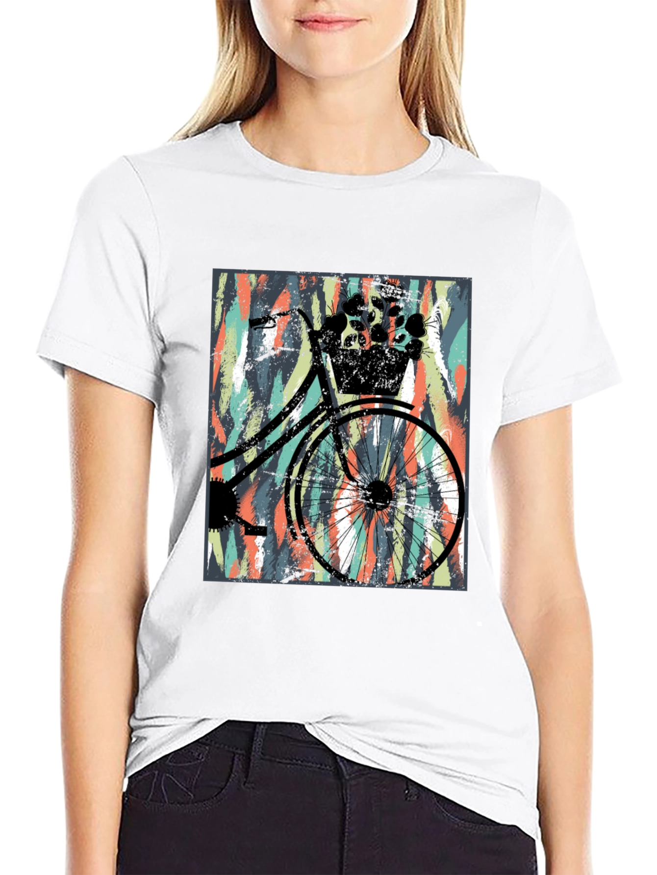 Stylish Black T-Shirt with Bicycle Graphic