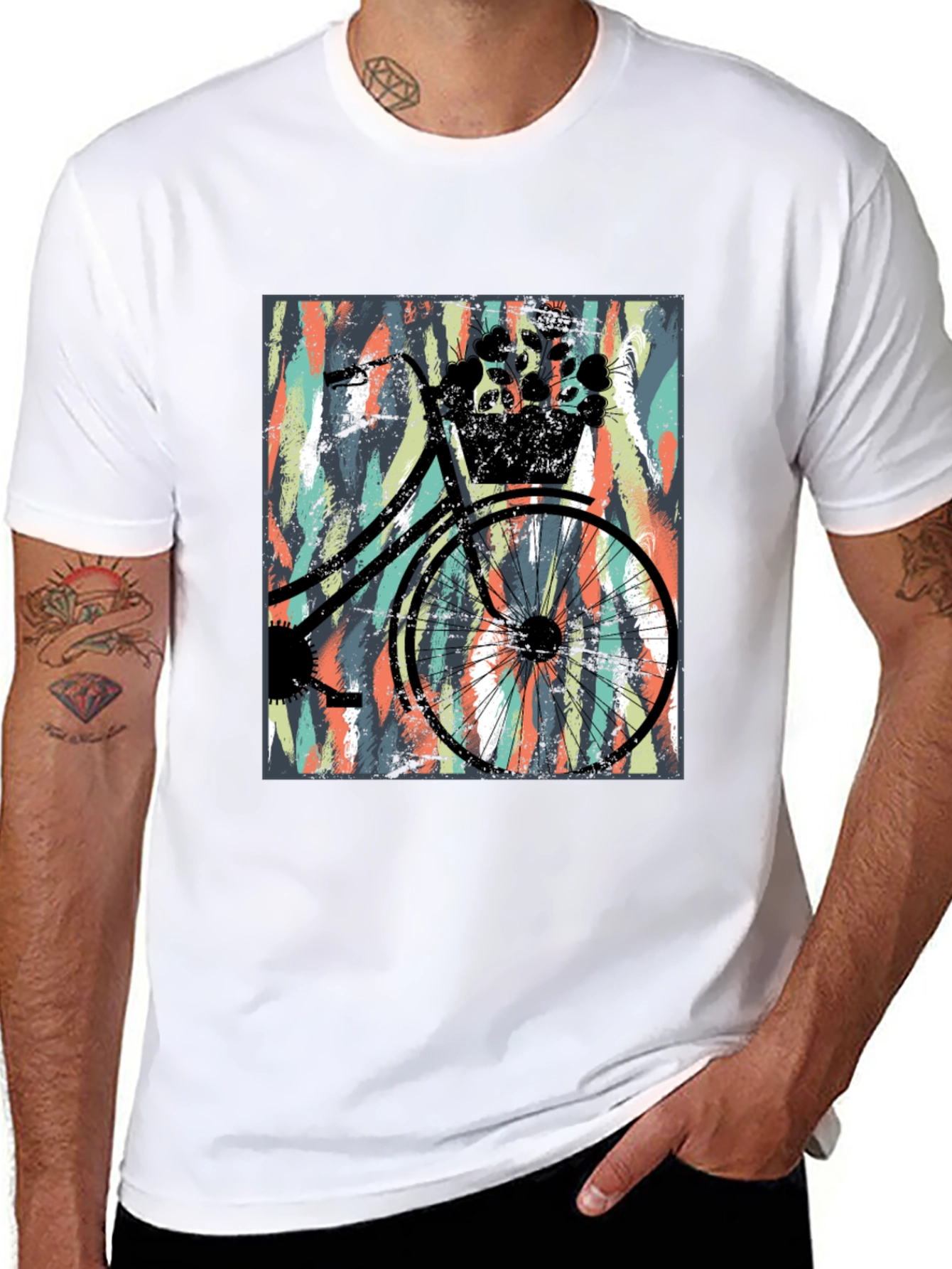 Stylish Black T-Shirt with Bicycle Graphic