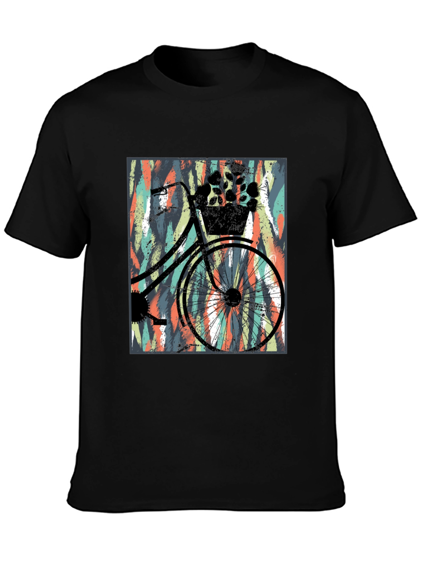 Stylish Black T-Shirt with Bicycle Graphic