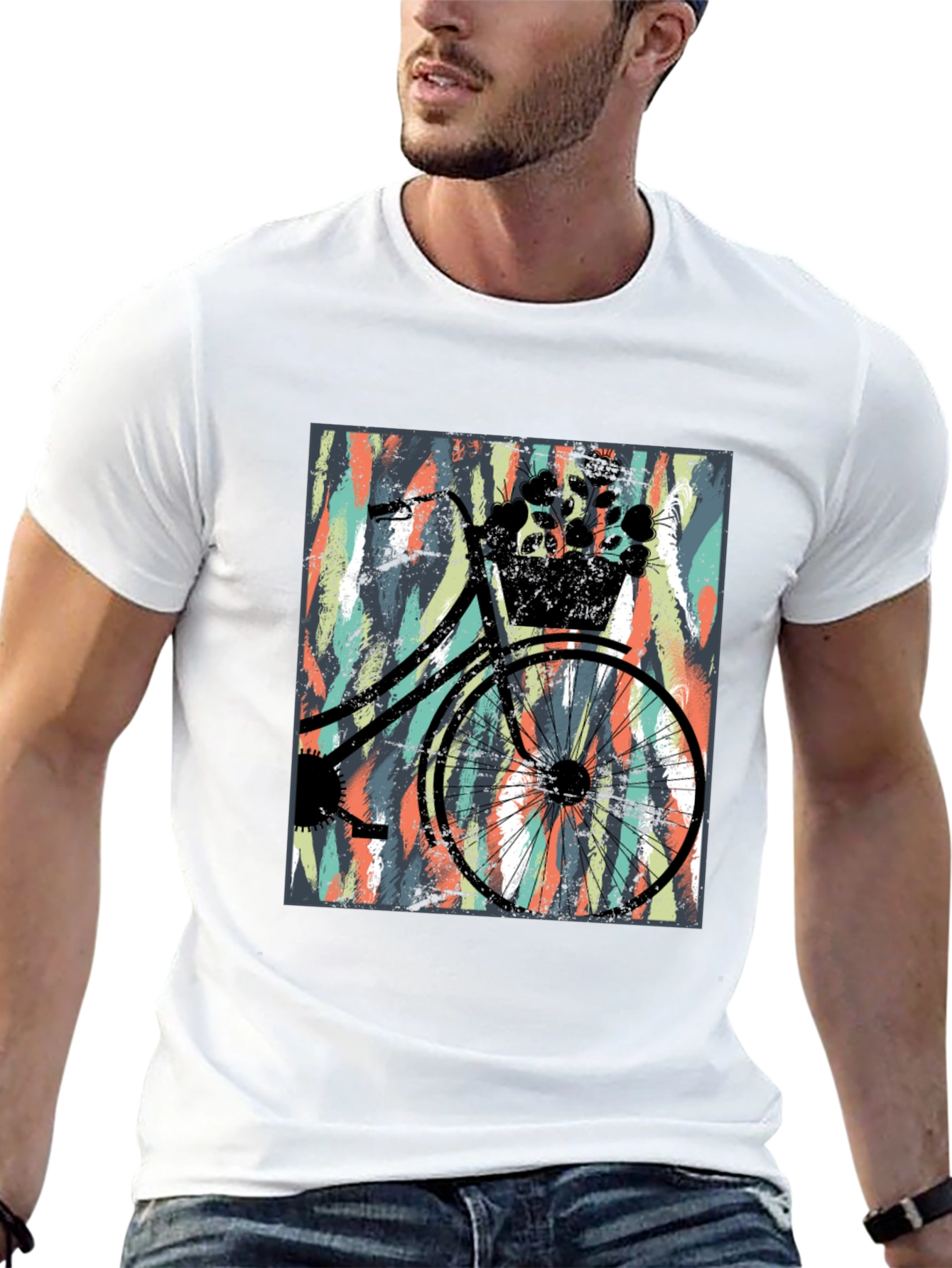 Stylish Black T-Shirt with Bicycle Graphic