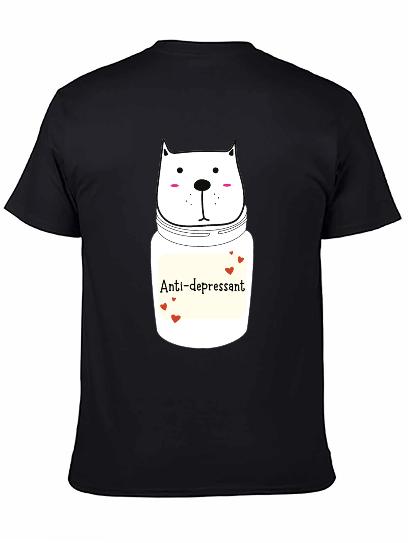 Anti-Depressant Cat Graphic Tee - Black Cotton Comfort