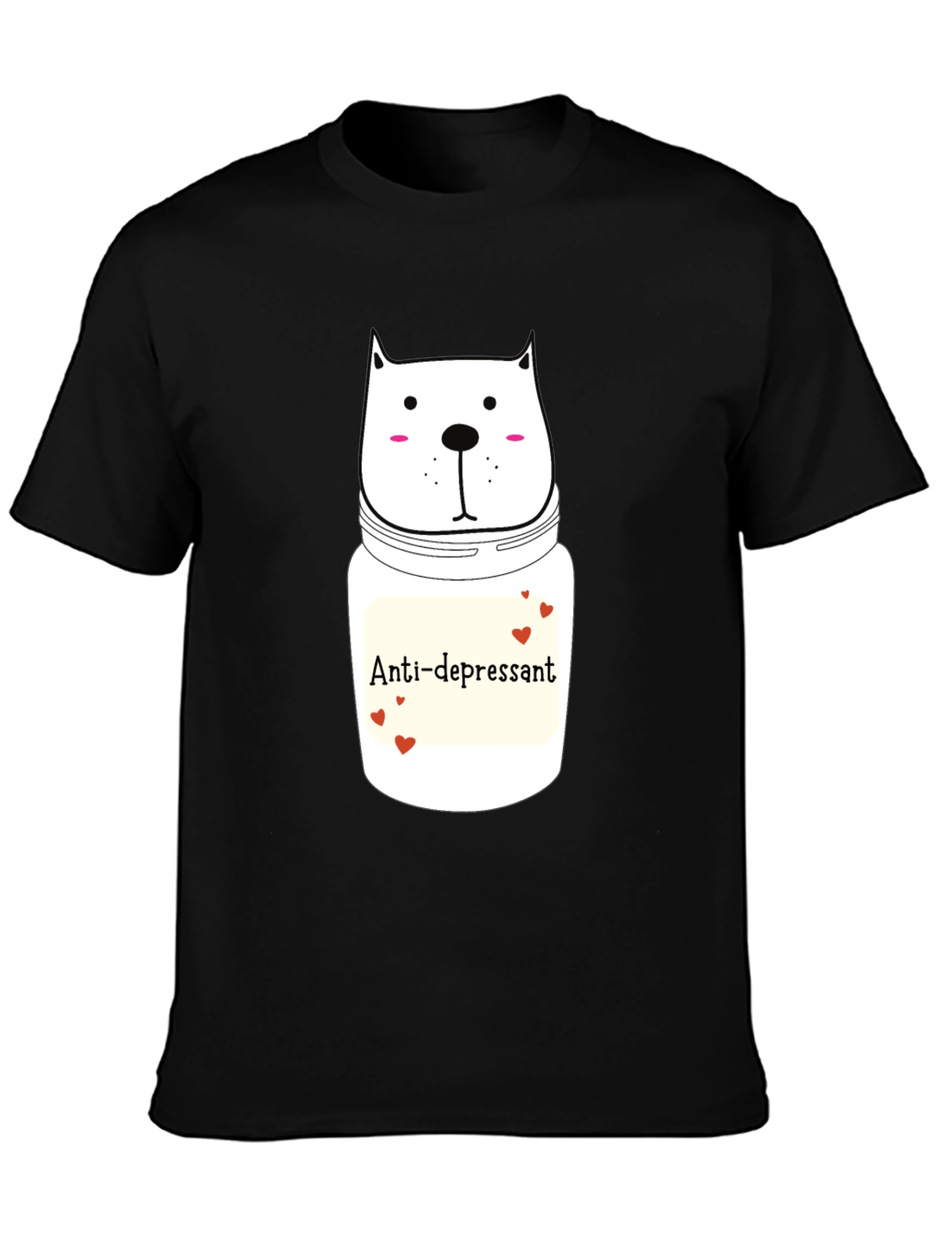 Anti-Depressant Cat Graphic Tee - Black Cotton Comfort