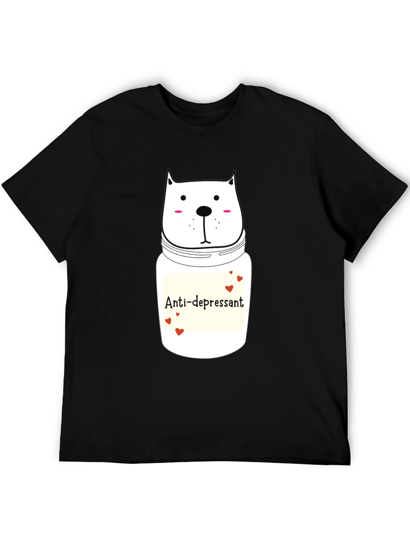 Anti-Depressant Cat Graphic Tee - Black Cotton Comfort