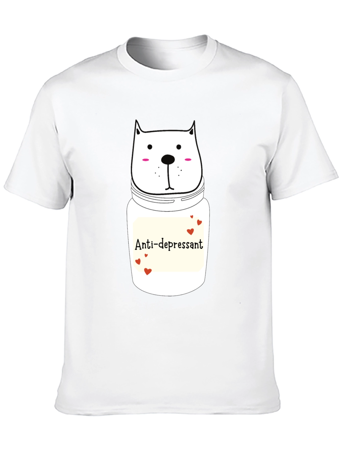 Anti-Depressant Cat Graphic Tee - Black Cotton Comfort
