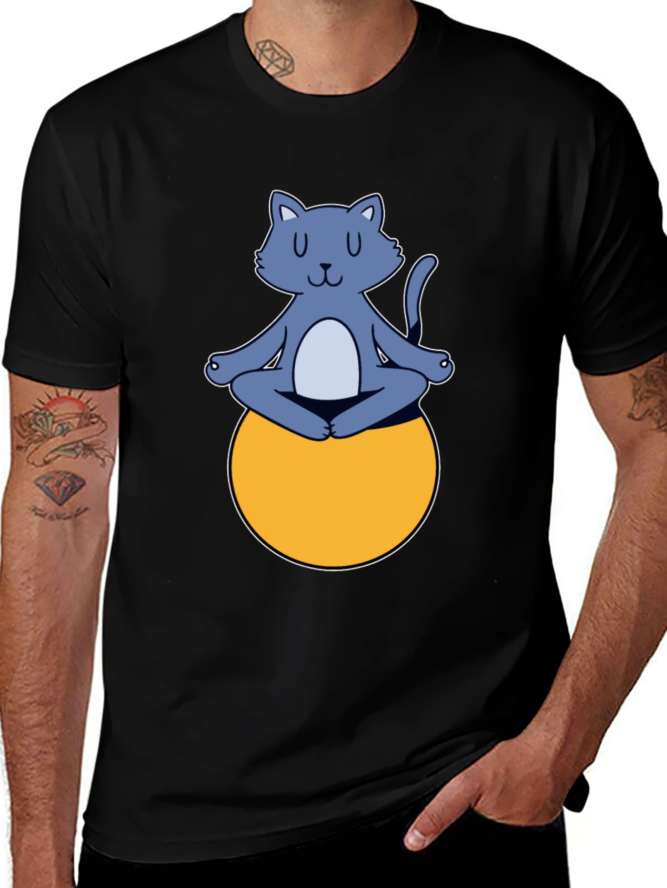Meditating Cat on Ball Graphic Tee
