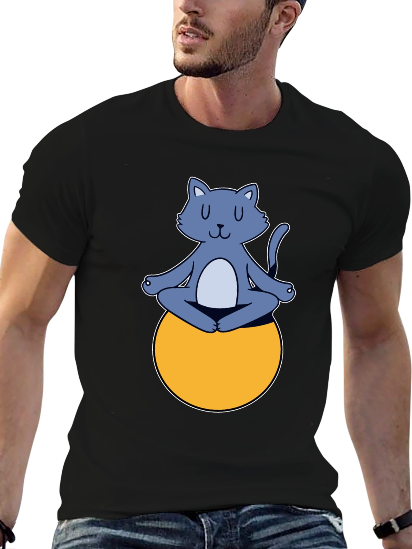 Meditating Cat on Ball Graphic Tee